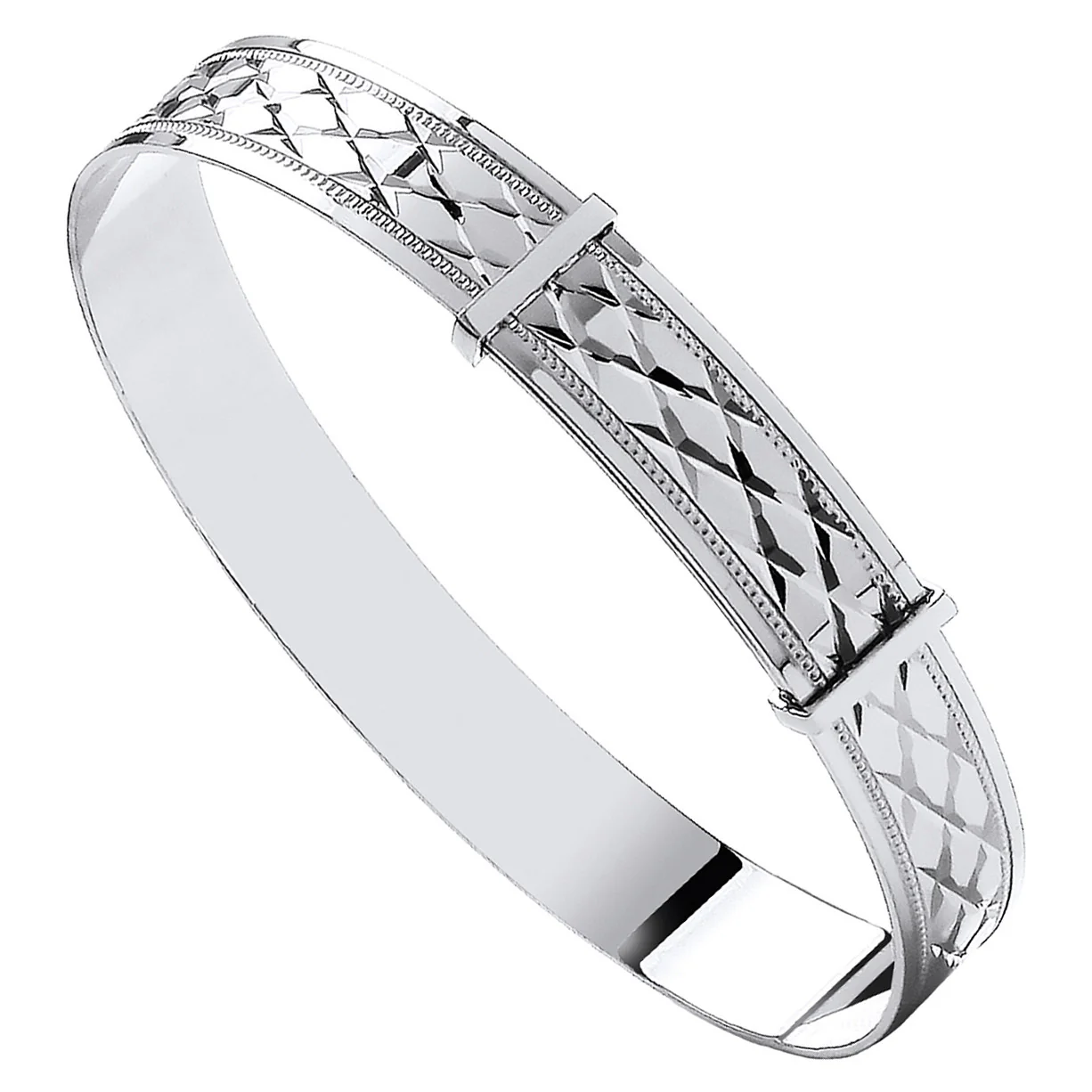 White Gold D/C Expandable Baby Bangle - 9ct Gold - Image 2
