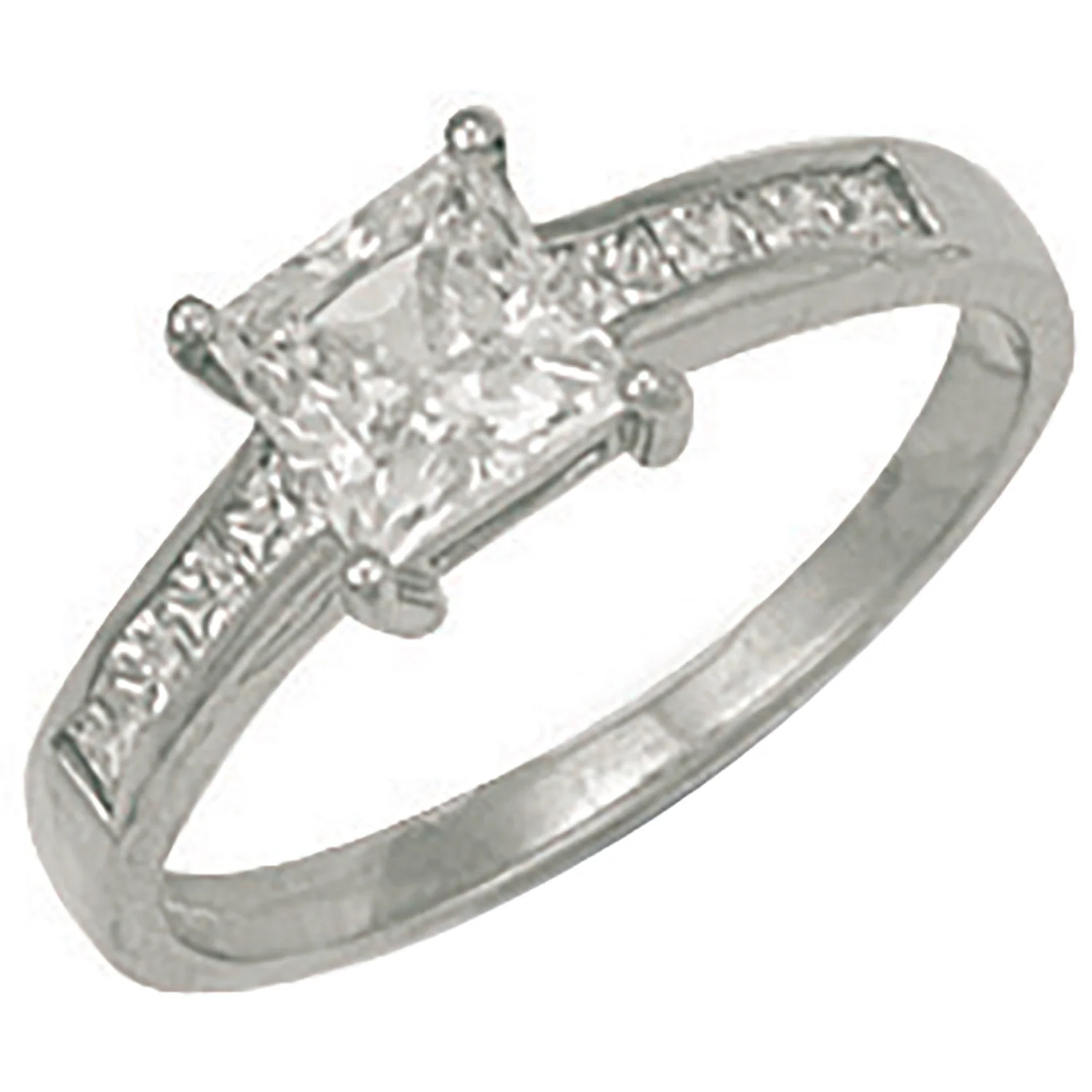 White Gold Fancy Cubic Zirconia Ring - 9ct Gold - Image 2