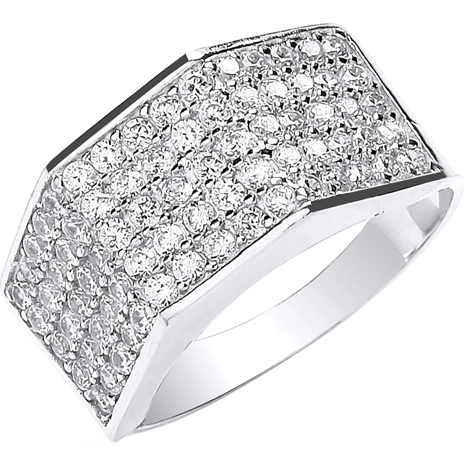 White Gold Gents Five Row Cubic Zirconia Ring - 9ct Gold - Image 2