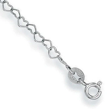 White Gold Heart shaped anklet - 9ct Gold - Image 2