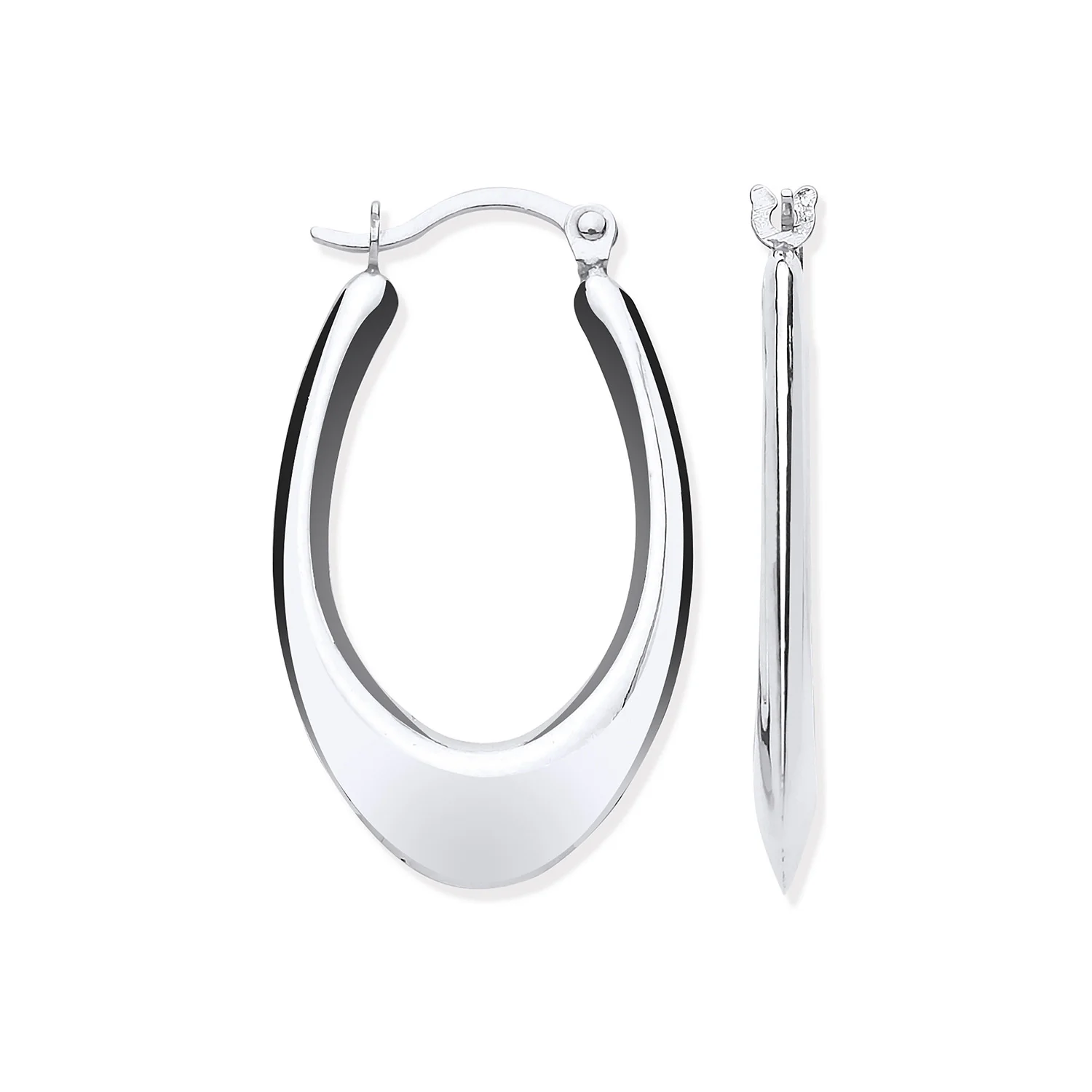 White Gold Hollow Plain Tube Earrings - 9ct Gold - Image 2