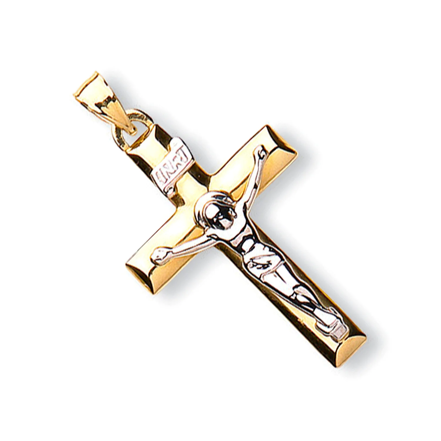 White & Yellow Gold Crucifix - 9ct Gold - Image 2