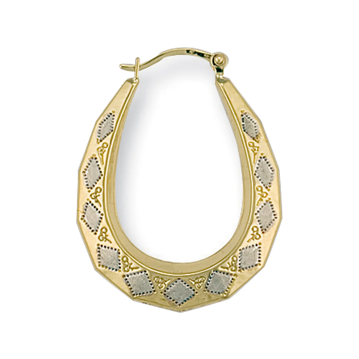 White & Yellow Gold D/C Oval Earrings - 9ct Gold - Image 2