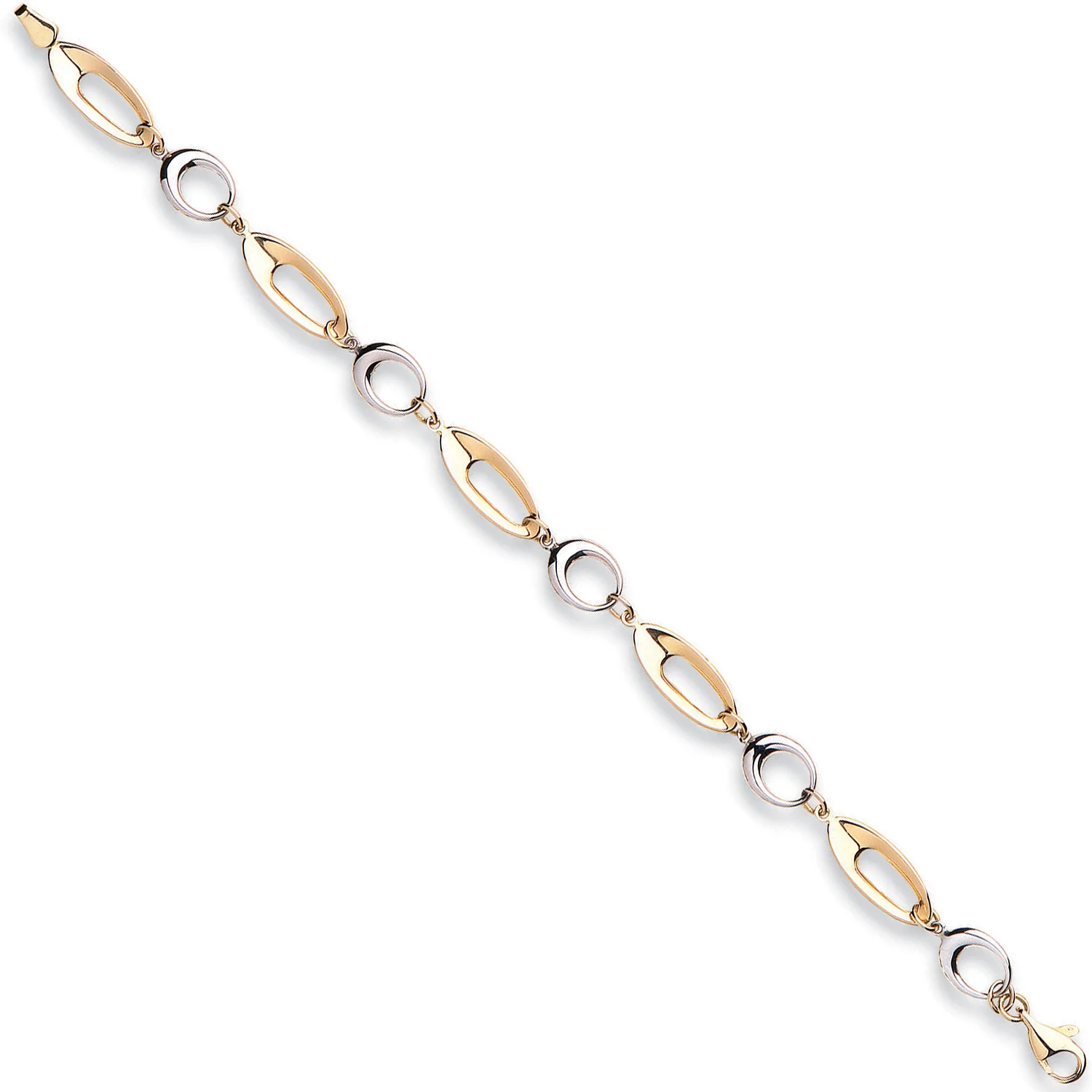 White & Yellow Gold Fancy Link Bracelet - 9ct Gold - Image 2