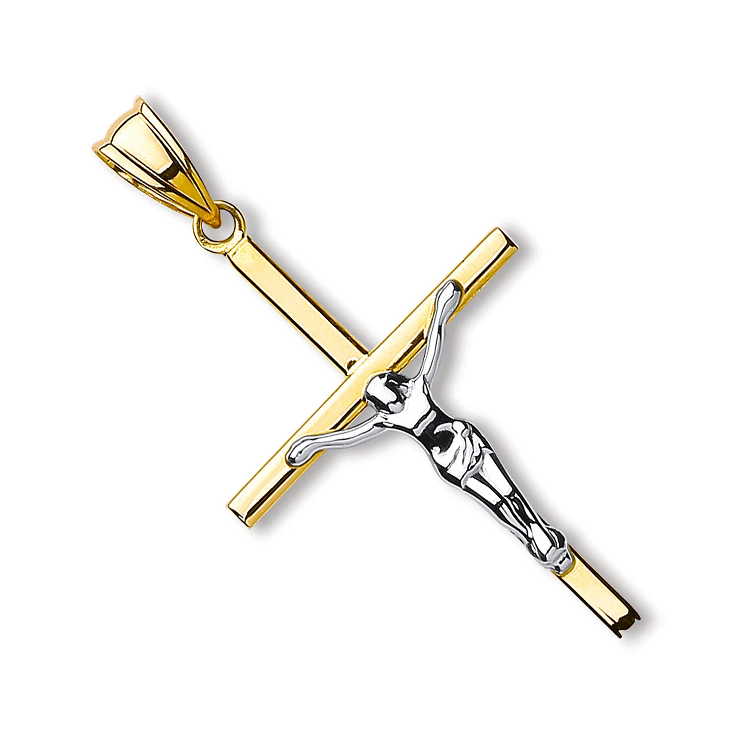 White & Yellow Gold Hollow Crucifix - 9ct Gold - Image 2