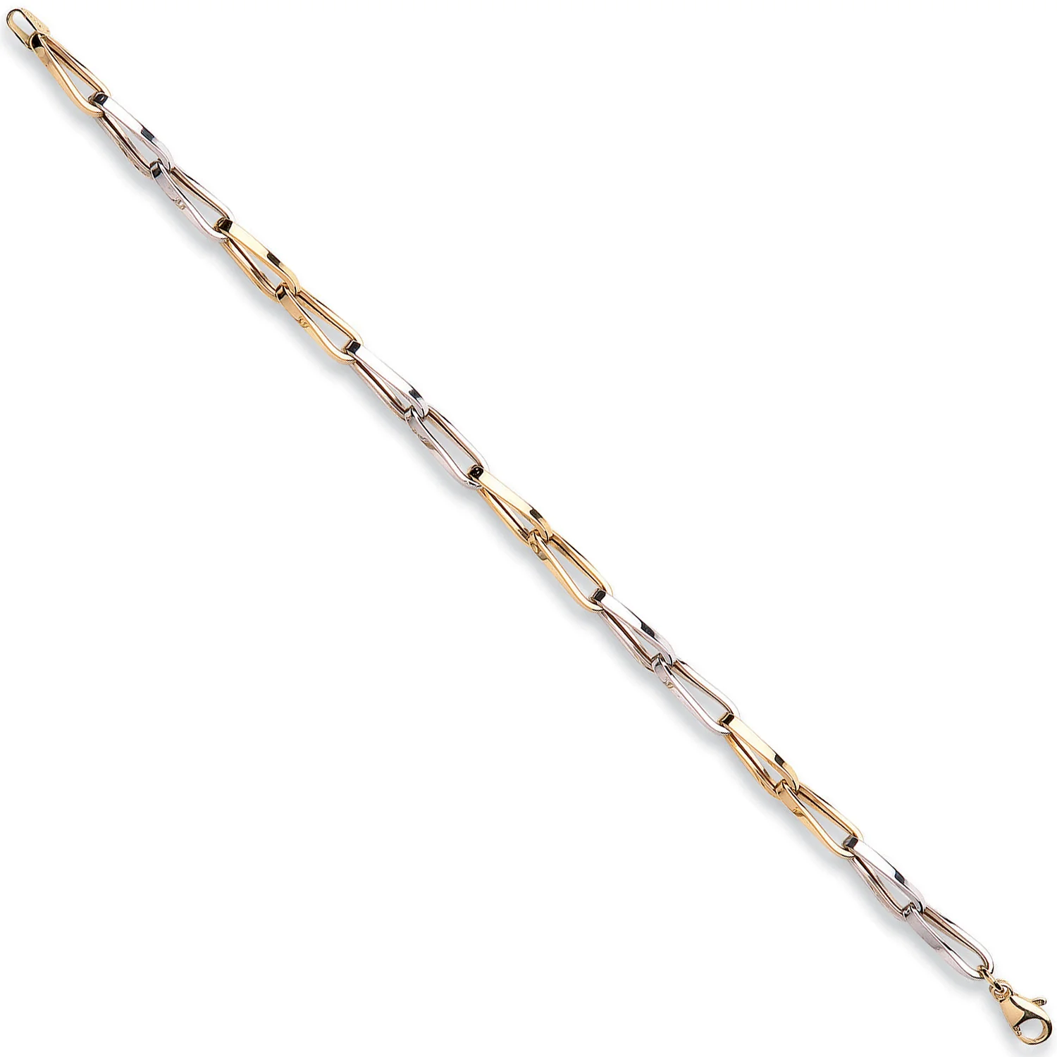 White & Yellow Gold Link Bracelet - 9ct Gold - Image 2