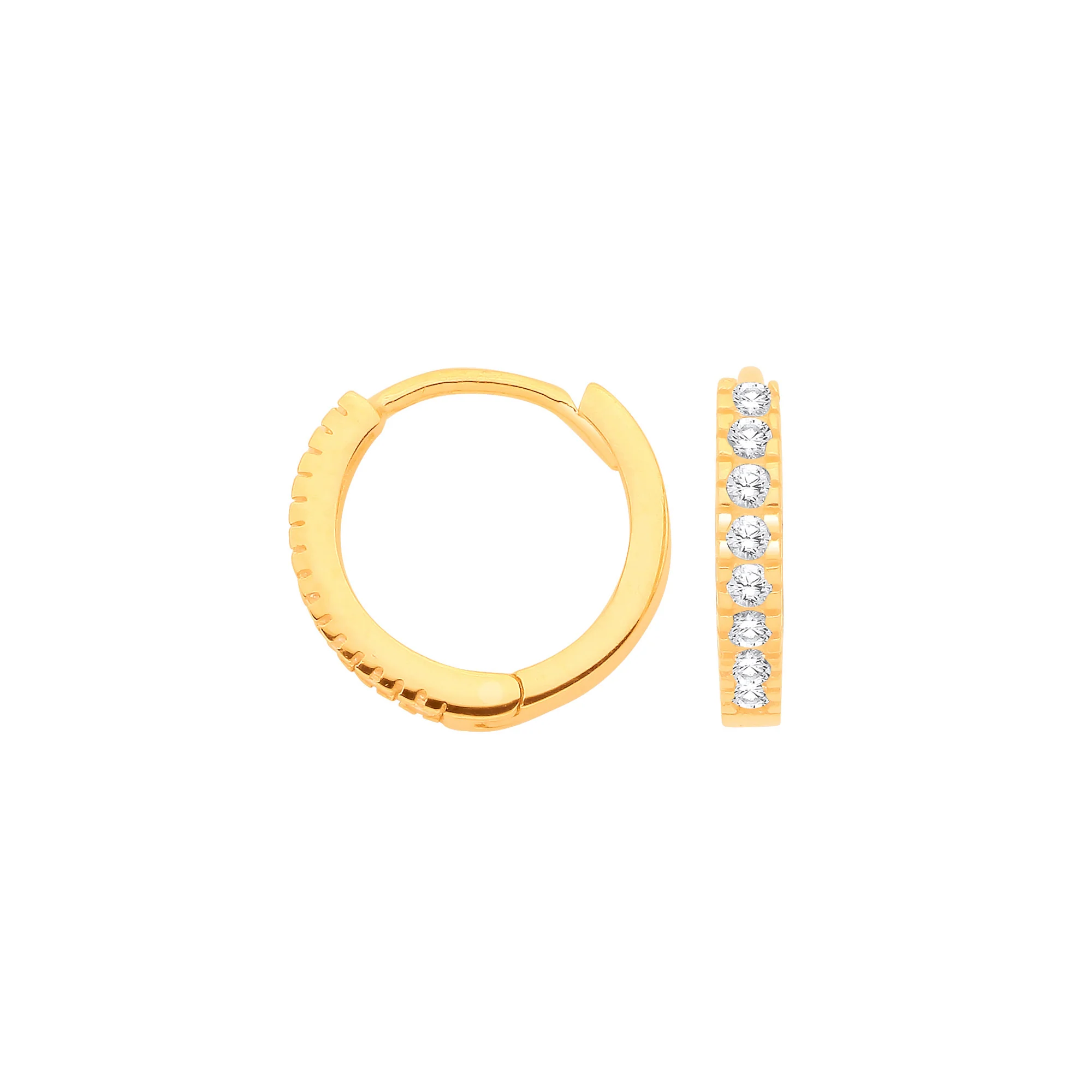 Yellow Gold 11.7mm Cubic Zirconia Huggies - 9ct Gold - Image 2