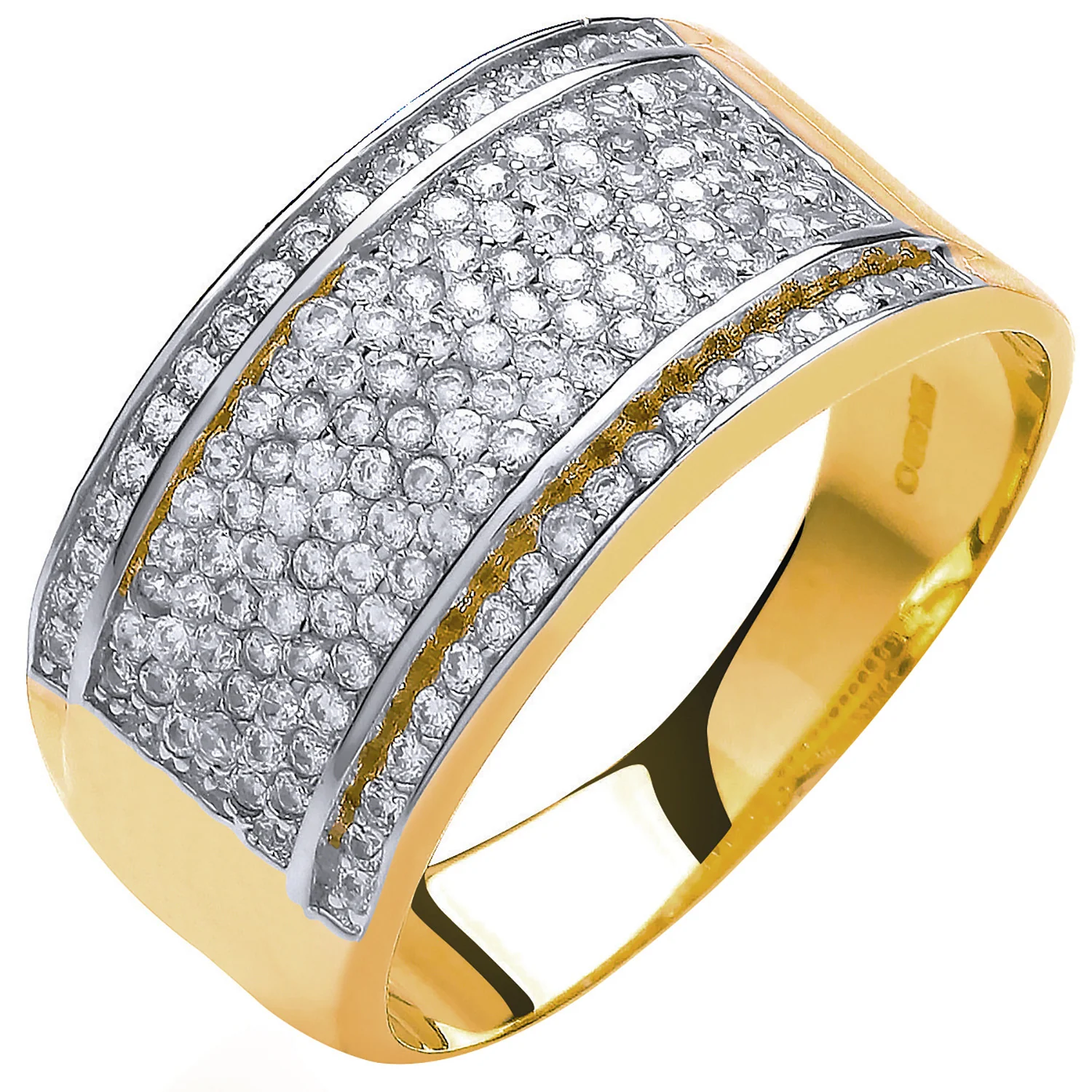 Yellow Gold 11mm Bombay Cubic Zirconia Ring - 9ct Gold - Image 2