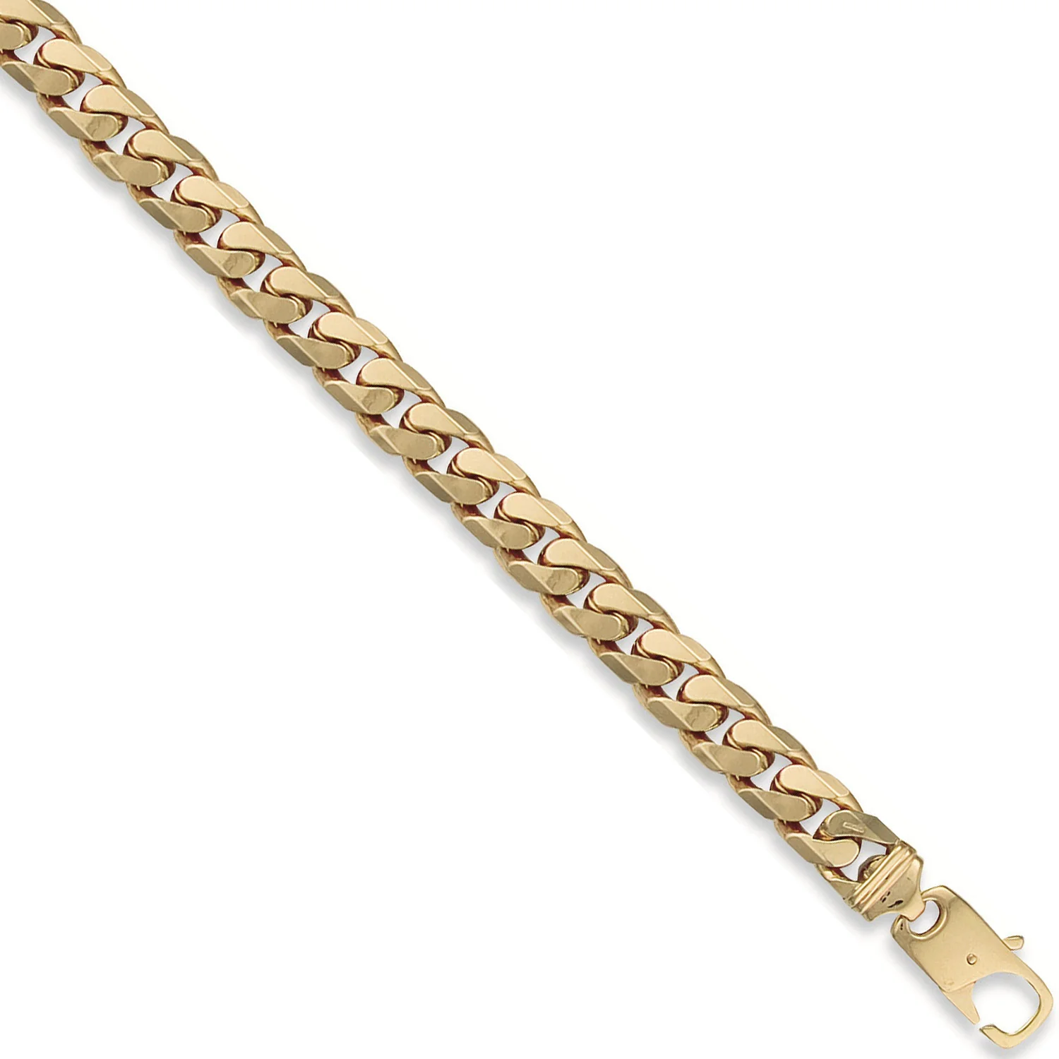 Yellow Gold 11mm Tight Link Curb Bracelets - 9ct Gold - Image 2