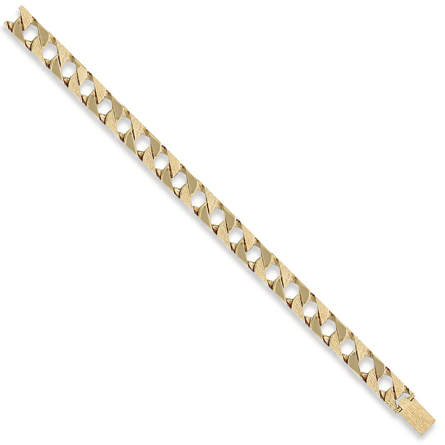 Yellow Gold 12mm Plain & Bark Casted Curb Bracelet - 9ct Gold - Image 2