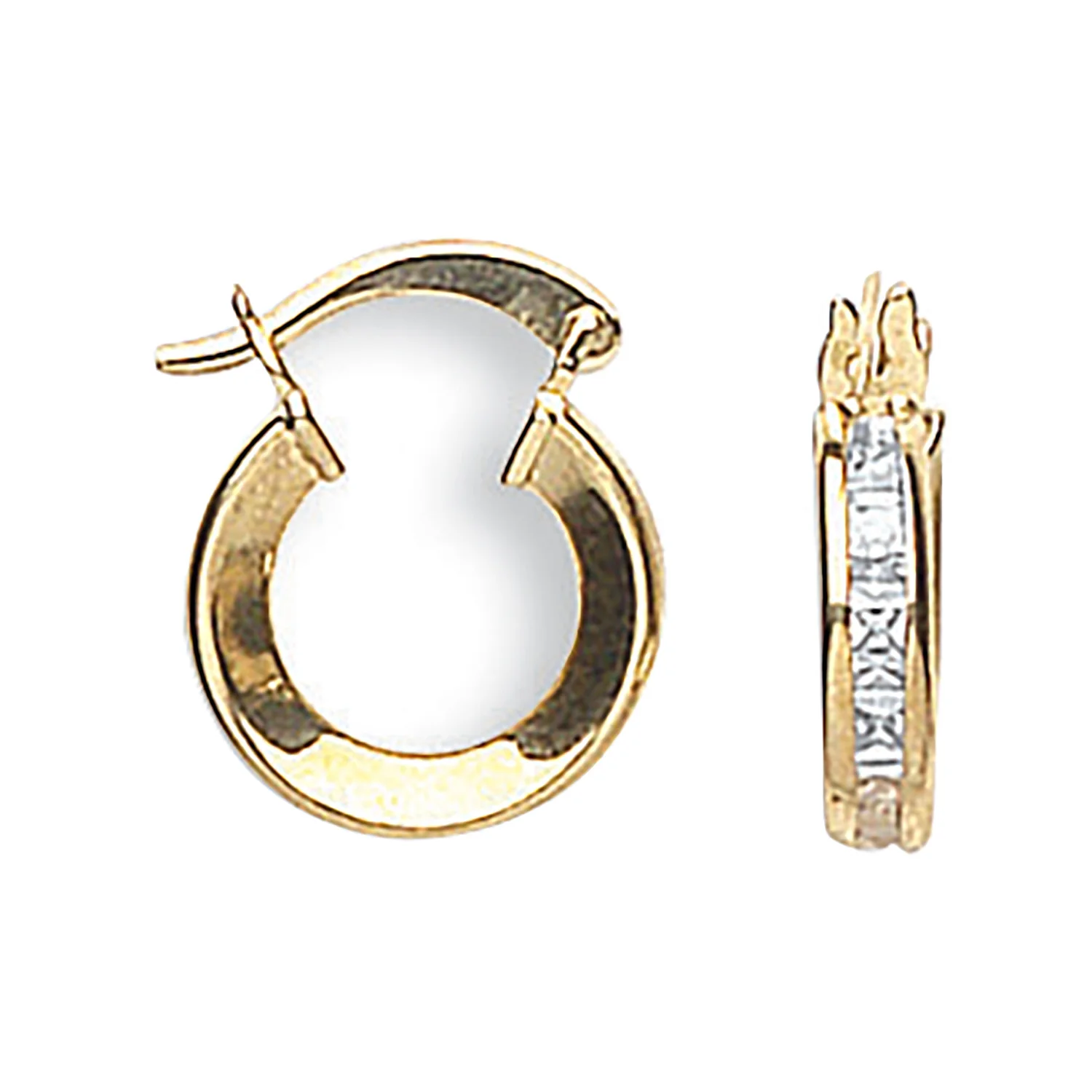 Yellow Gold 13mm Princess Cut Cubic Zirconia Hoops - 9ct Gold - Image 2