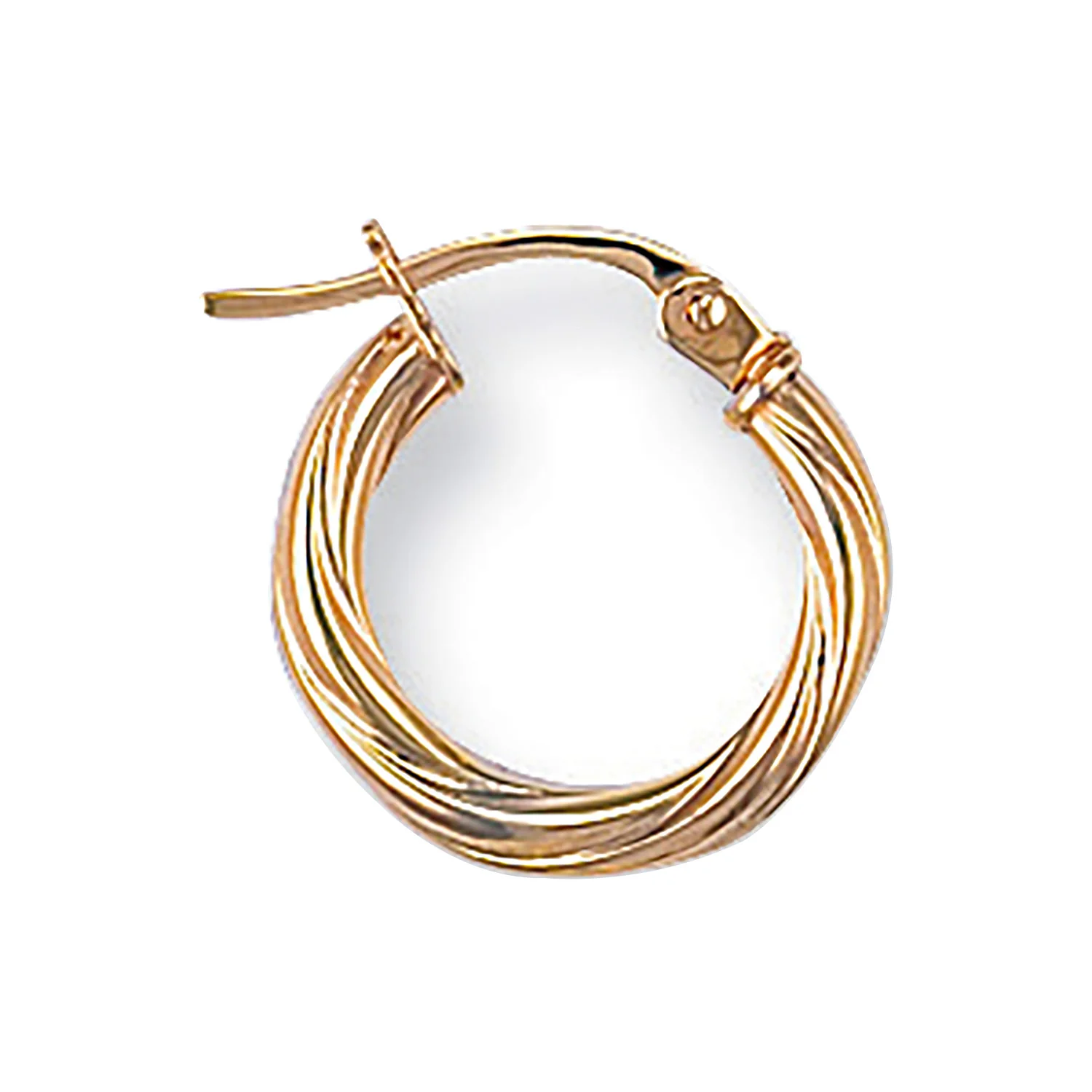 Yellow Gold 14mm Twisted Hoop Earrings - 9ct Gold - Image 2