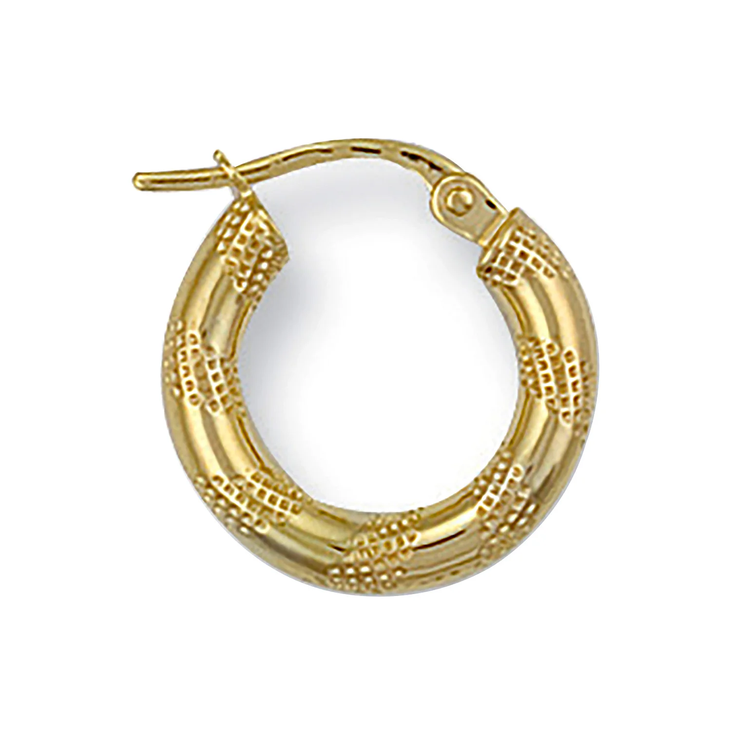 Yellow Gold 16mm Frosted Tube Hoop Earrings - 9ct Gold - Image 2