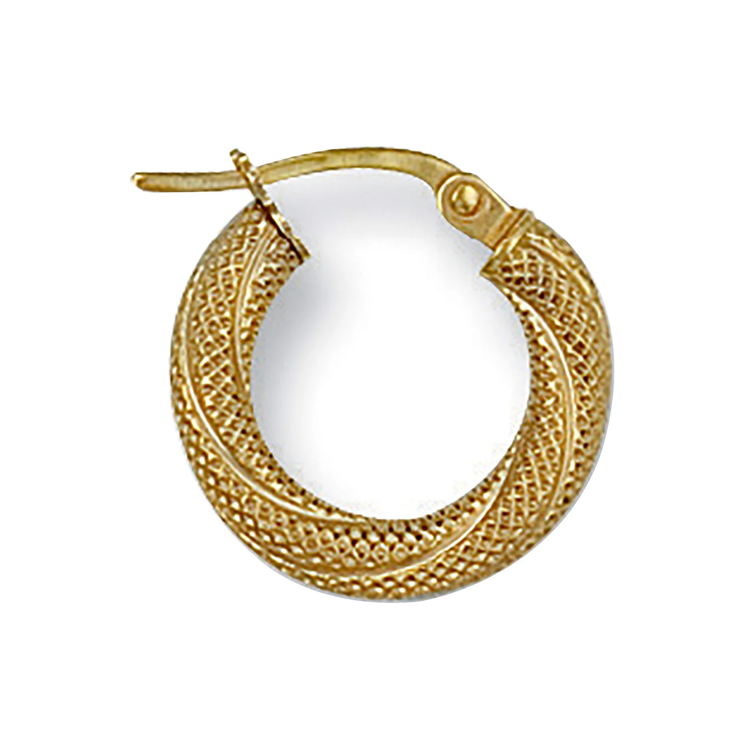 Yellow Gold 16mm Frosted Twisted Hoop Earrings - 9ct Gold - Image 2