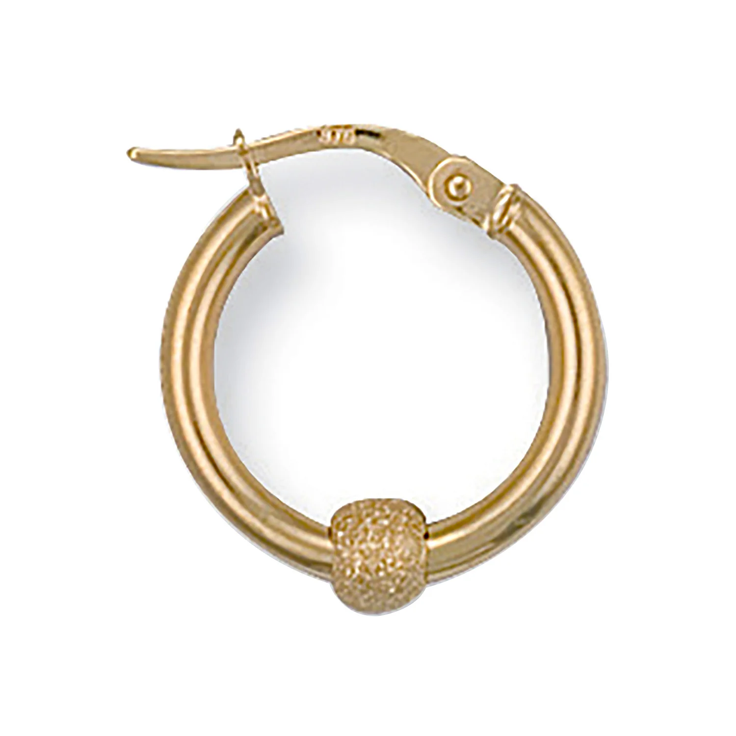 Yellow Gold 17mm Glitter Ball Hoop Earrings - 9ct Gold - Image 2
