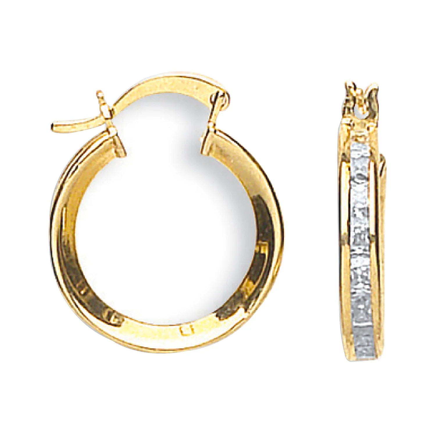 Yellow Gold 18mm Princess Cut Cubic Zirconia Hoops - 9ct Gold - Image 2