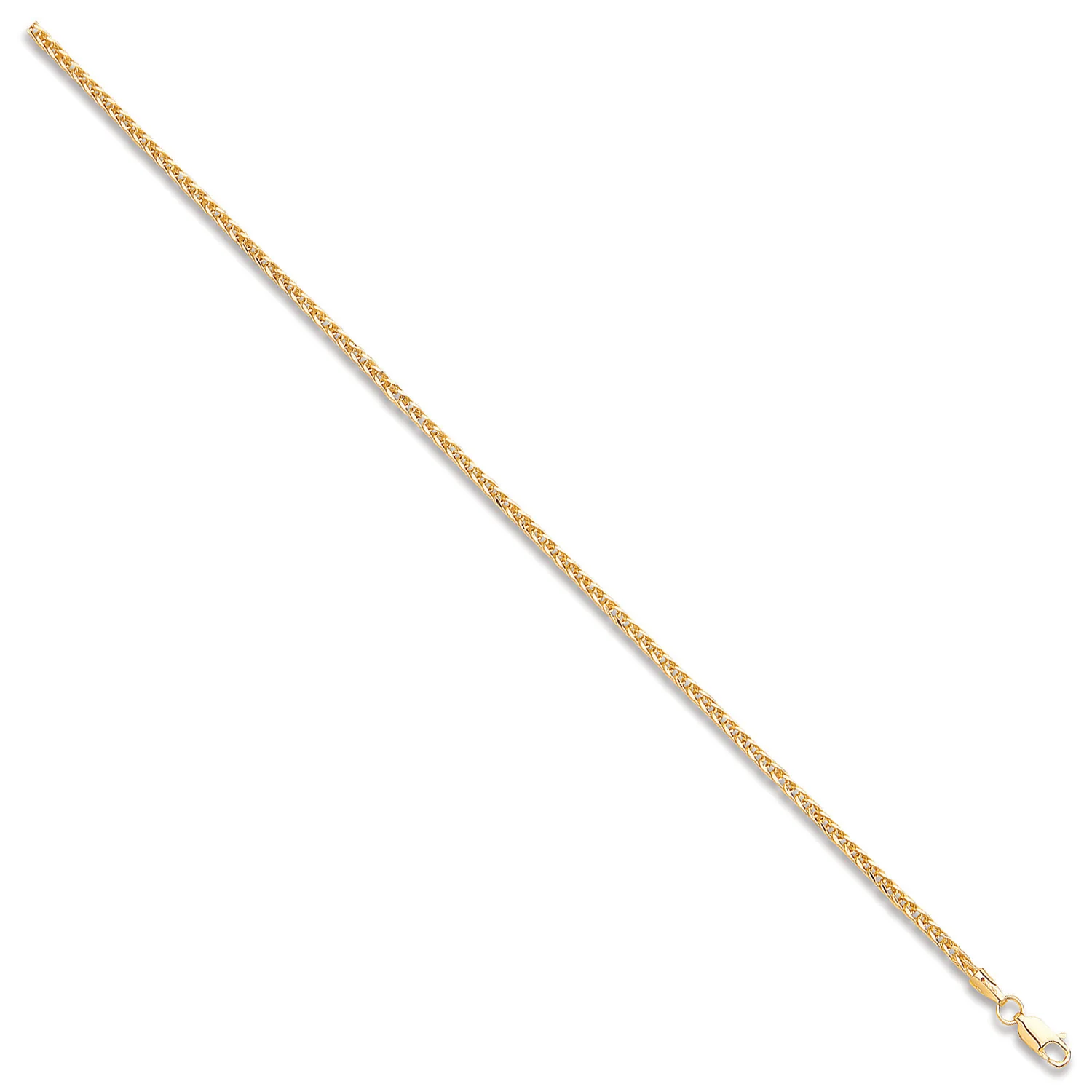 Yellow Gold 2.4mm Hollow Square Spiga Chain/Bracelet - 9ct Gold - Image 2