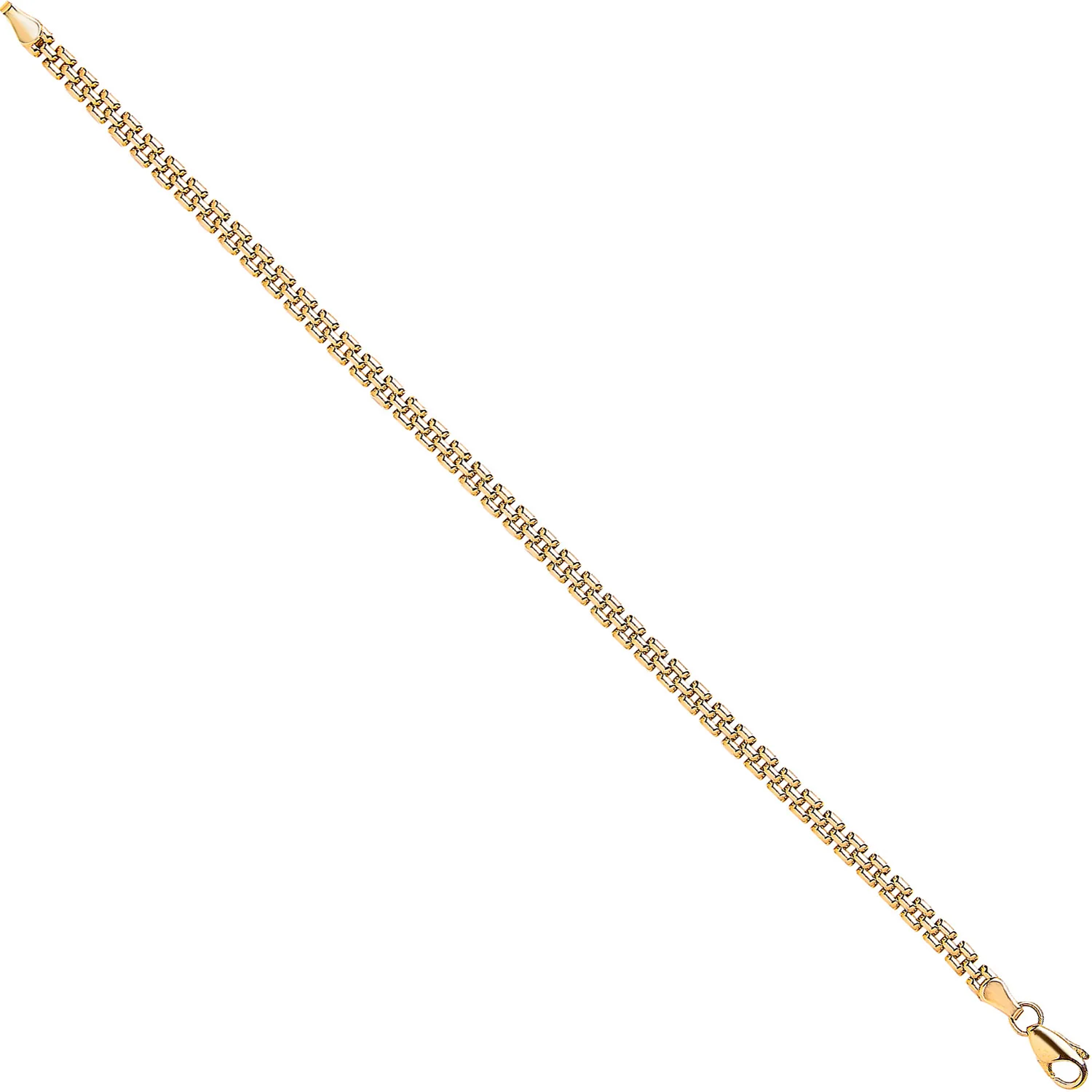 Yellow Gold 3.7mm Panther Link Ladies Bracelet - 9ct Gold - Image 2