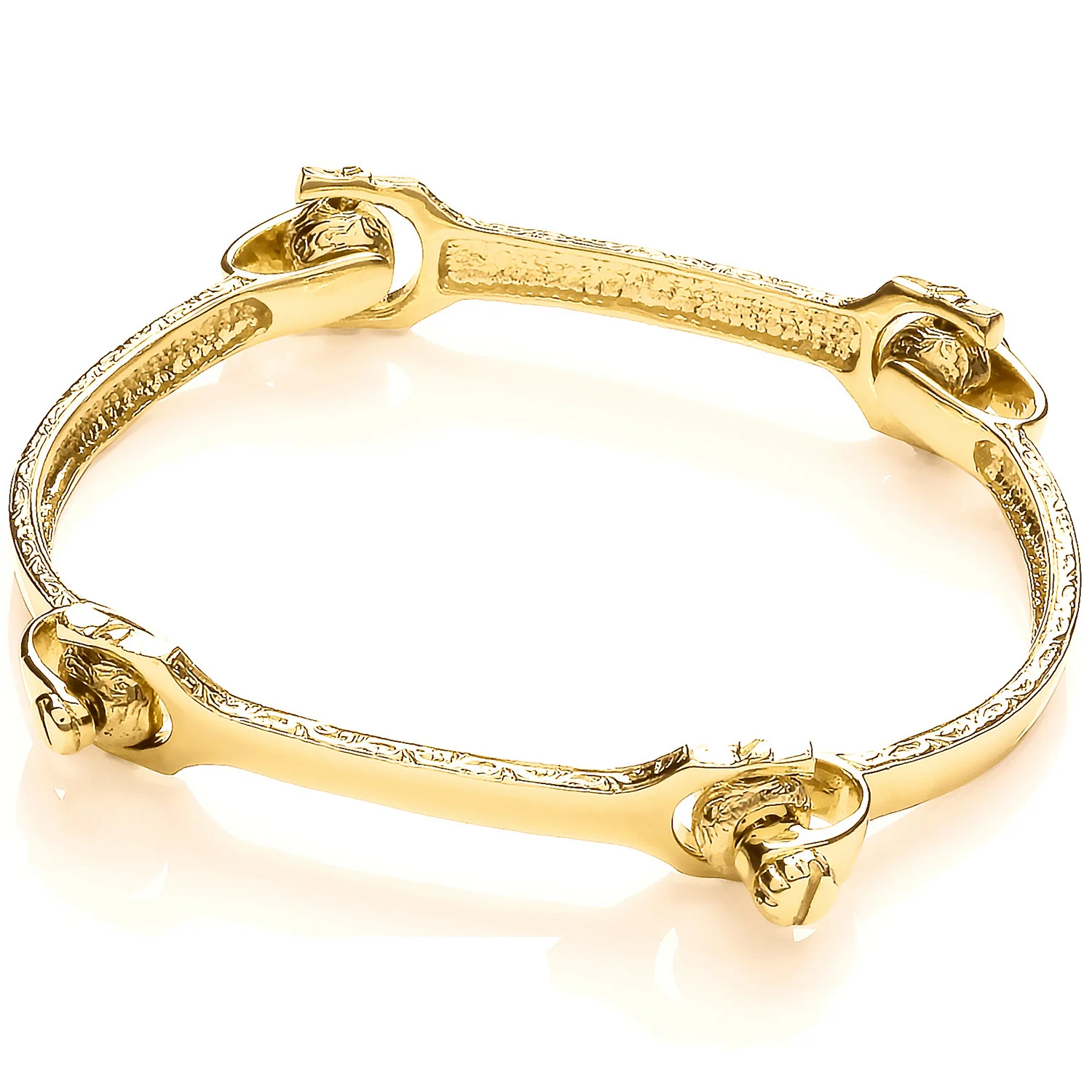 Yellow Gold 4 Piece Bone Ladies Bangle - 9ct Gold - Image 2