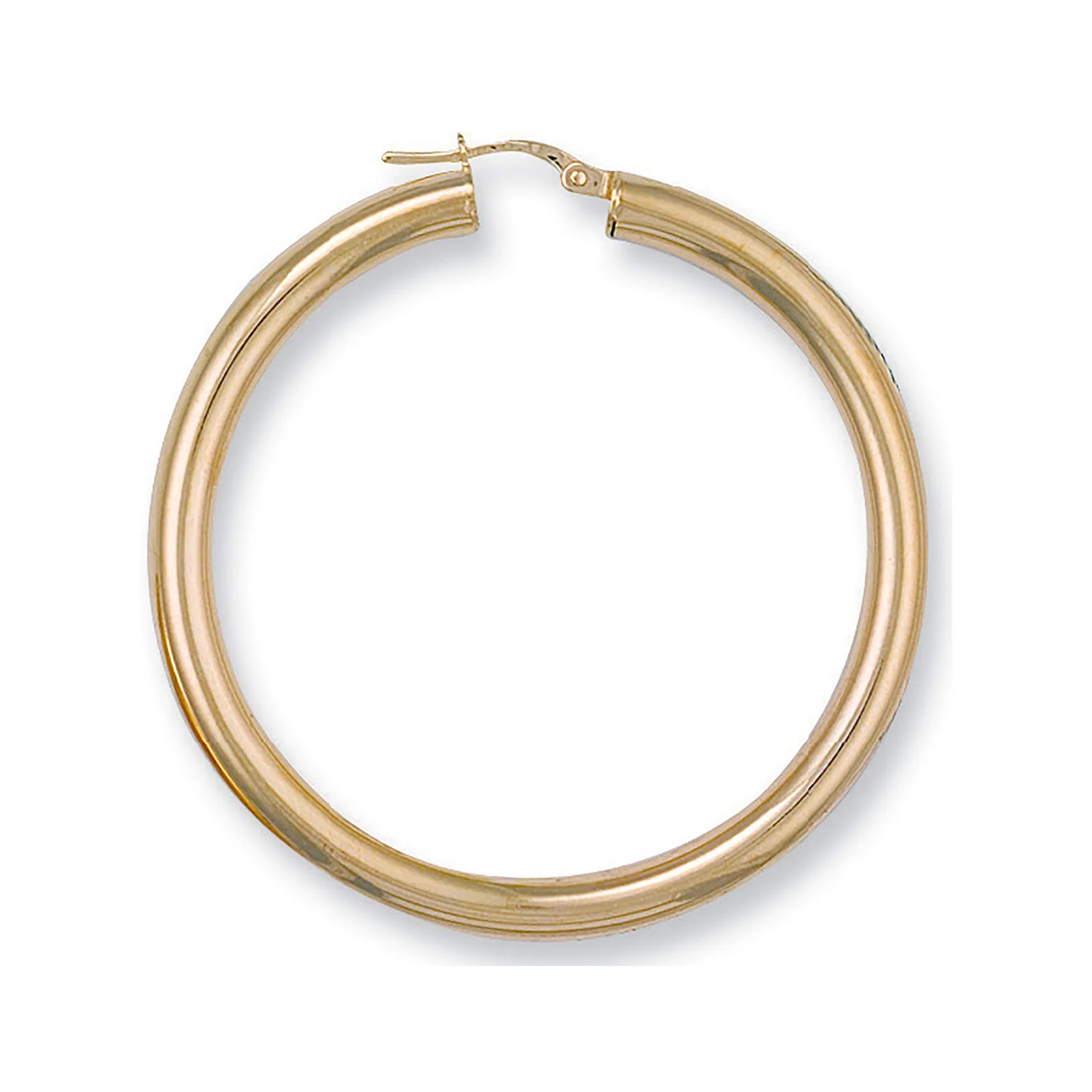 Yellow Gold 48mm Round Tube Hoop Earrings - 9ct Gold - Image 2