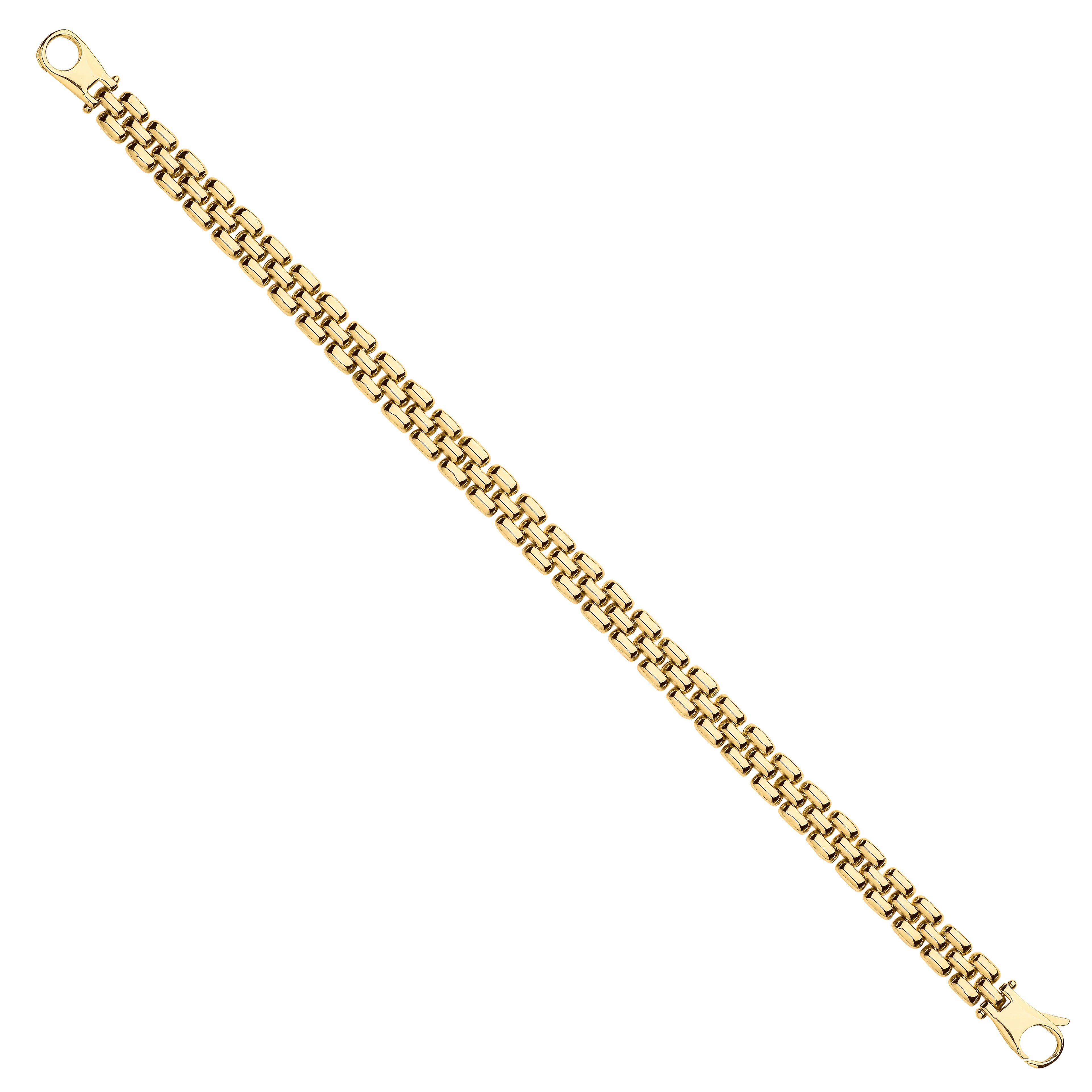 Yellow Gold 6.4mm Panther Link Ladies Bracelet - 9ct Gold - Image 2
