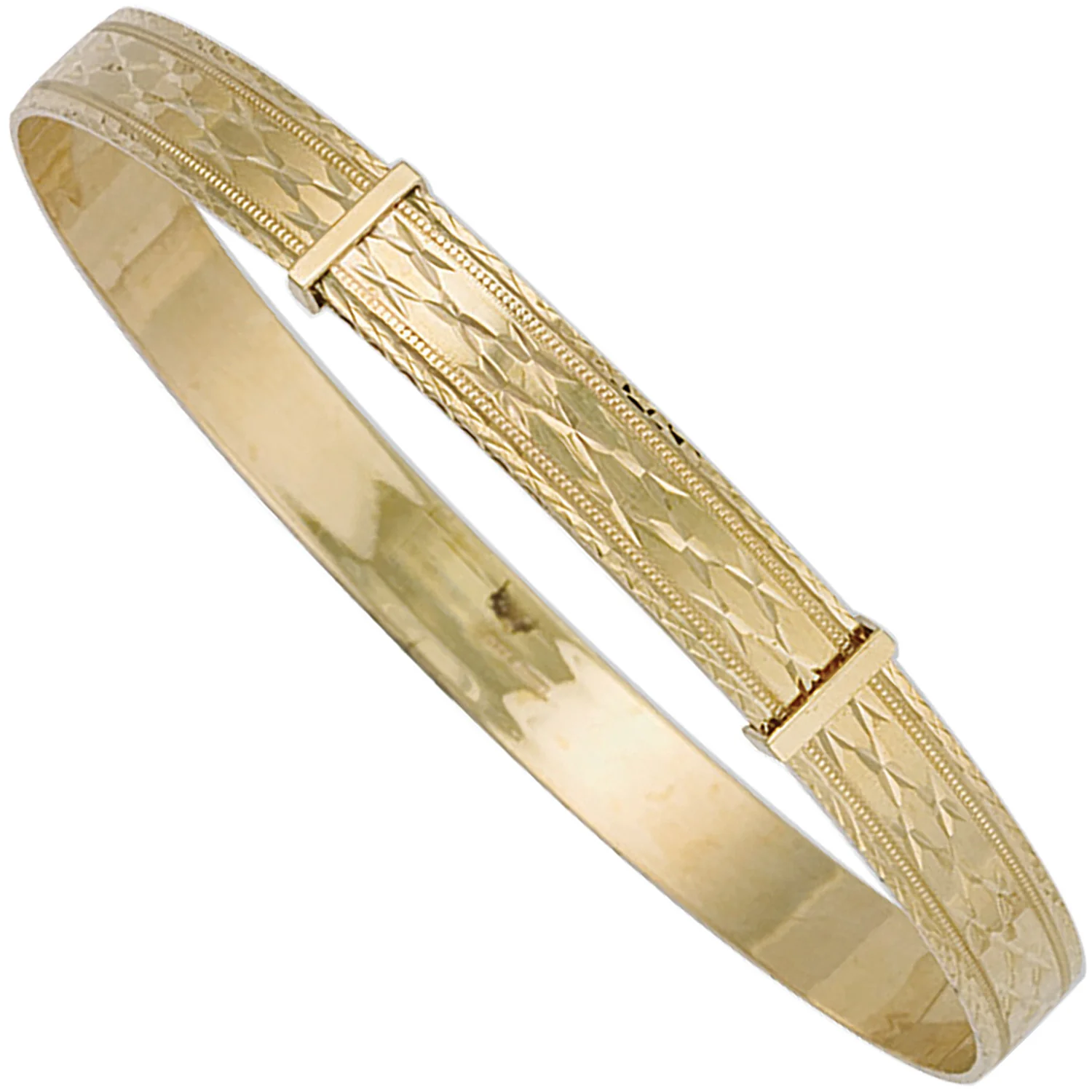 Yellow Gold 6mm D/C Expandable Slave Bangle - 9ct Gold - Image 2