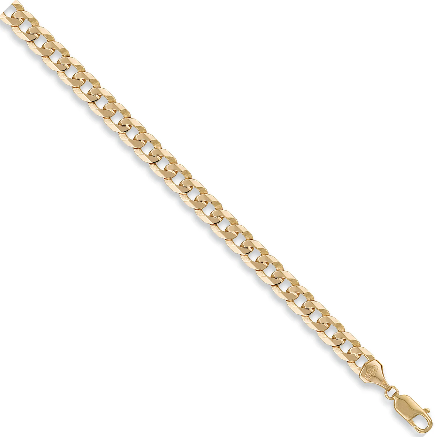 Yellow Gold 7.4mm Flat Curb Chain - 9ct Gold - Image 2
