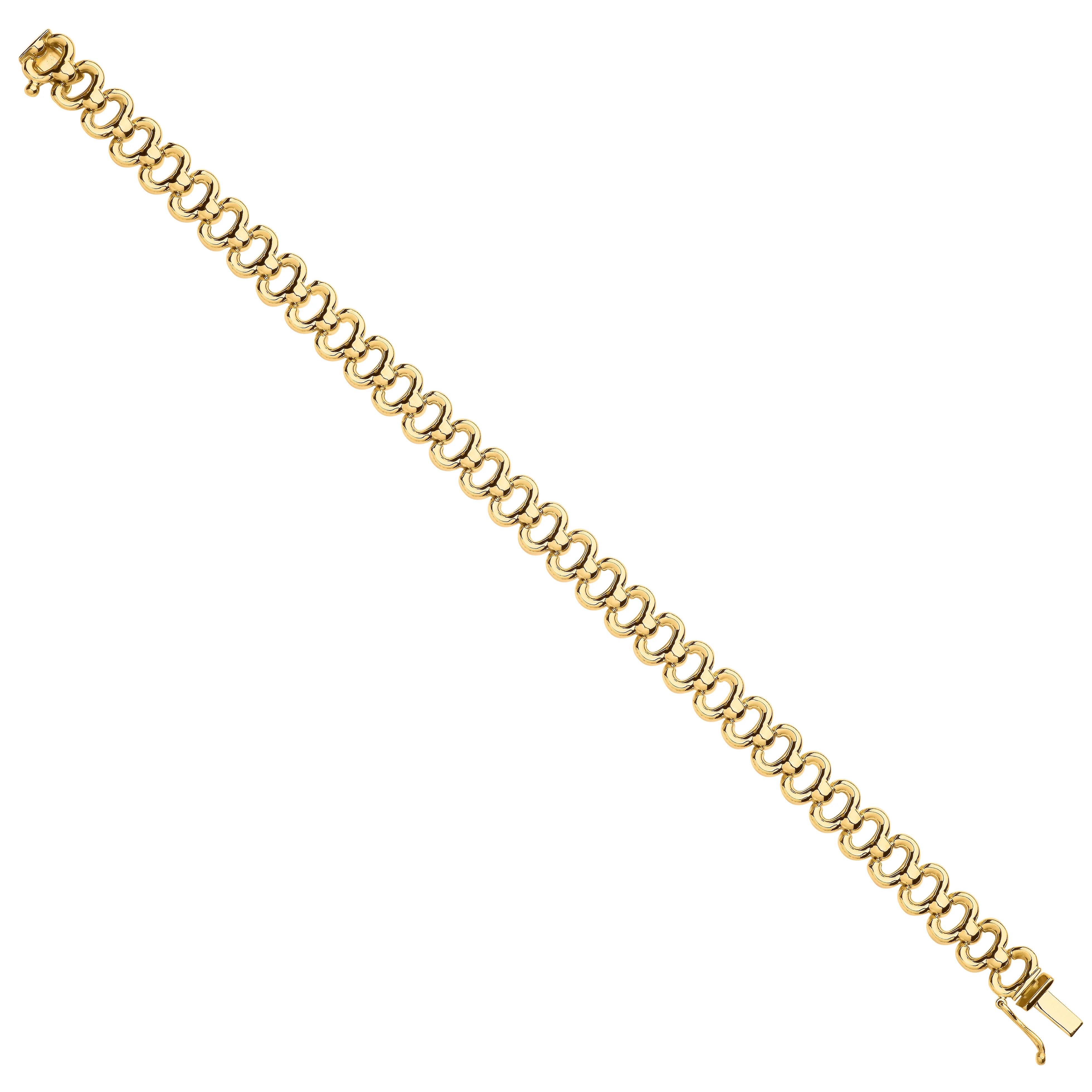 Yellow Gold 8.0mm Fancy Link Ladies Bracelet - 9ct Gold - Image 2