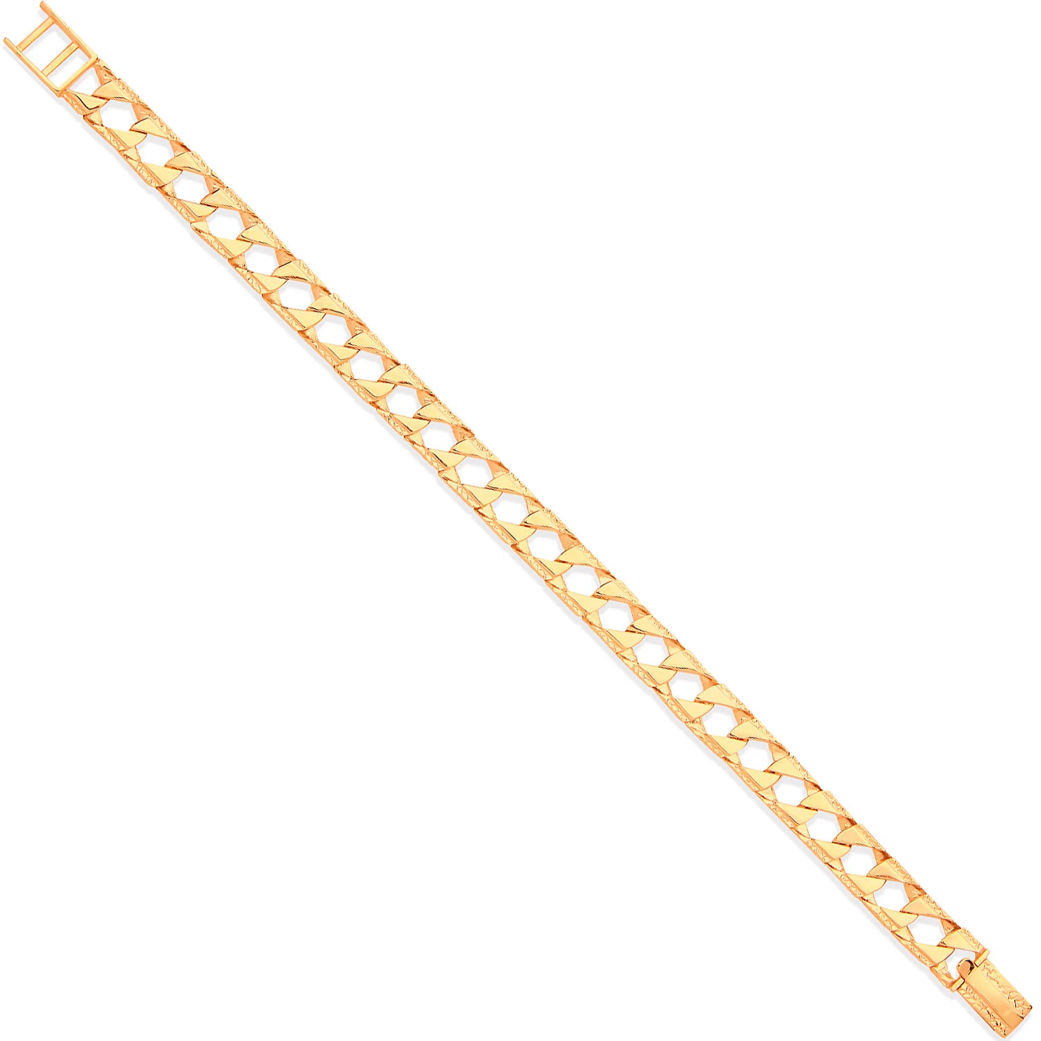 Yellow Gold 9mm Casted Grain Edge Gents Bracelet - 9ct Gold - Image 2