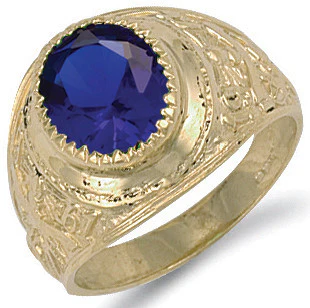 Yellow Gold Blue Cubic Zirconia College Ring - 9ct Gold - Image 2