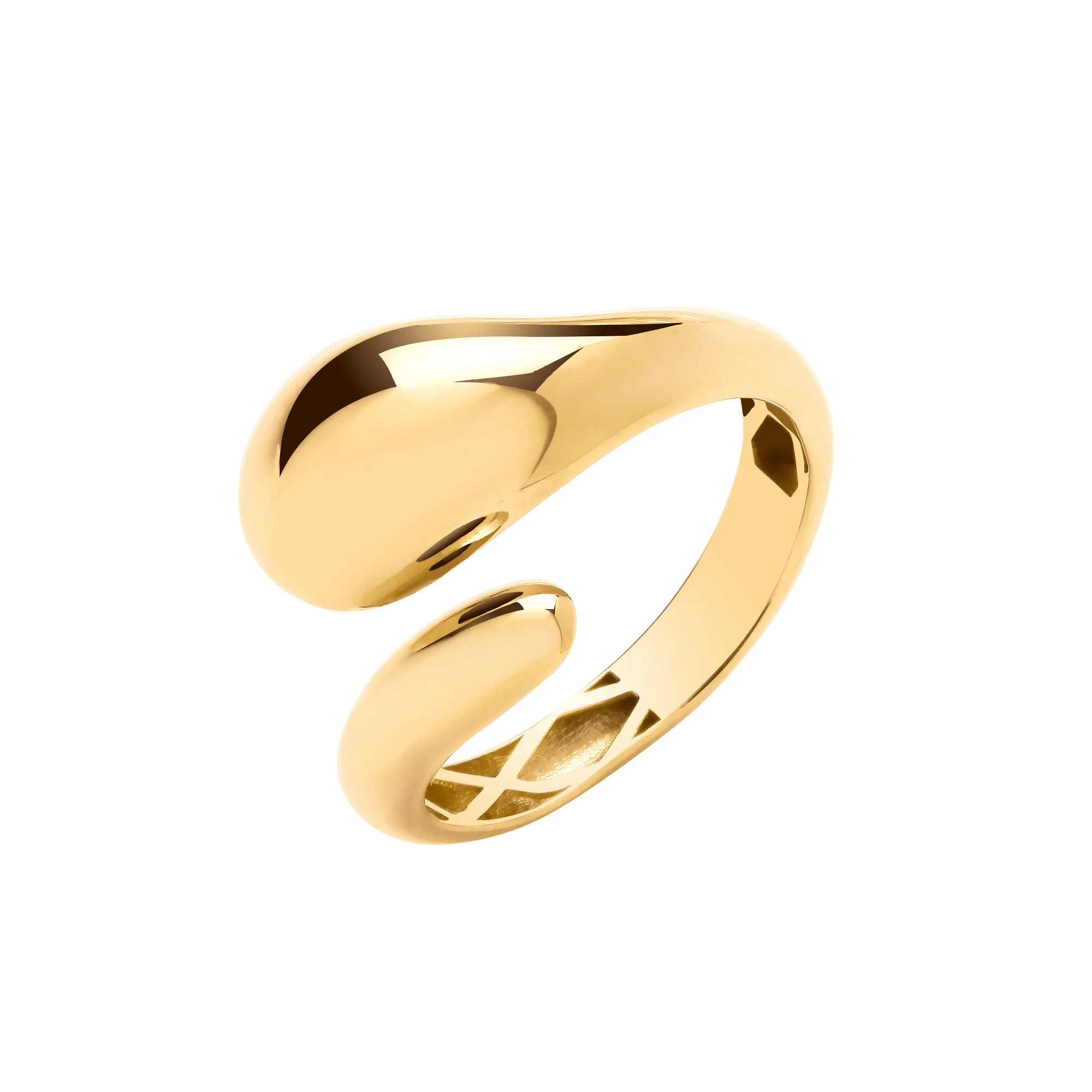 Yellow Gold Cross Over, Teardrop Ladies Ring - 9ct Gold - Image 2