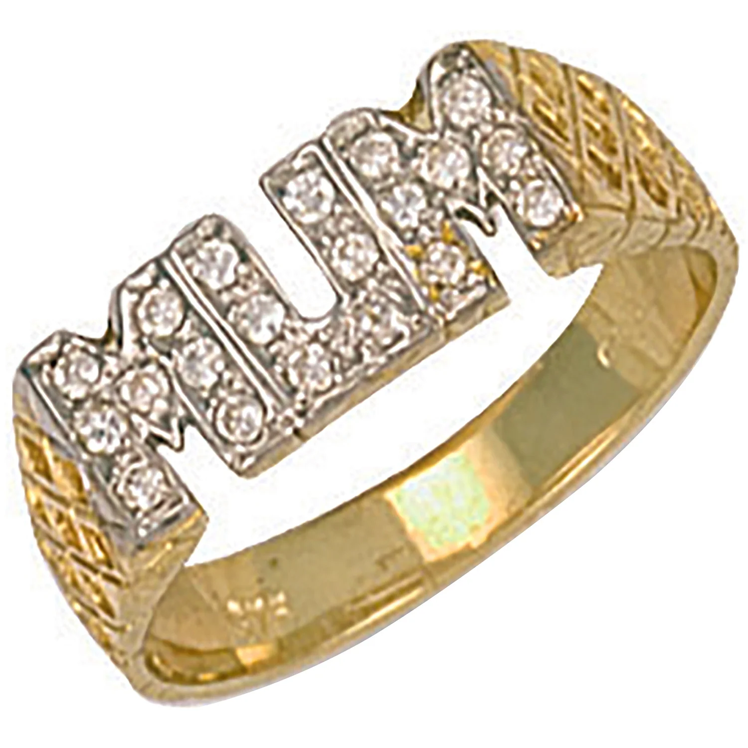 Yellow Gold Cubic Zirconia Basket Sides Mum Ring - 9ct Gold - Image 2