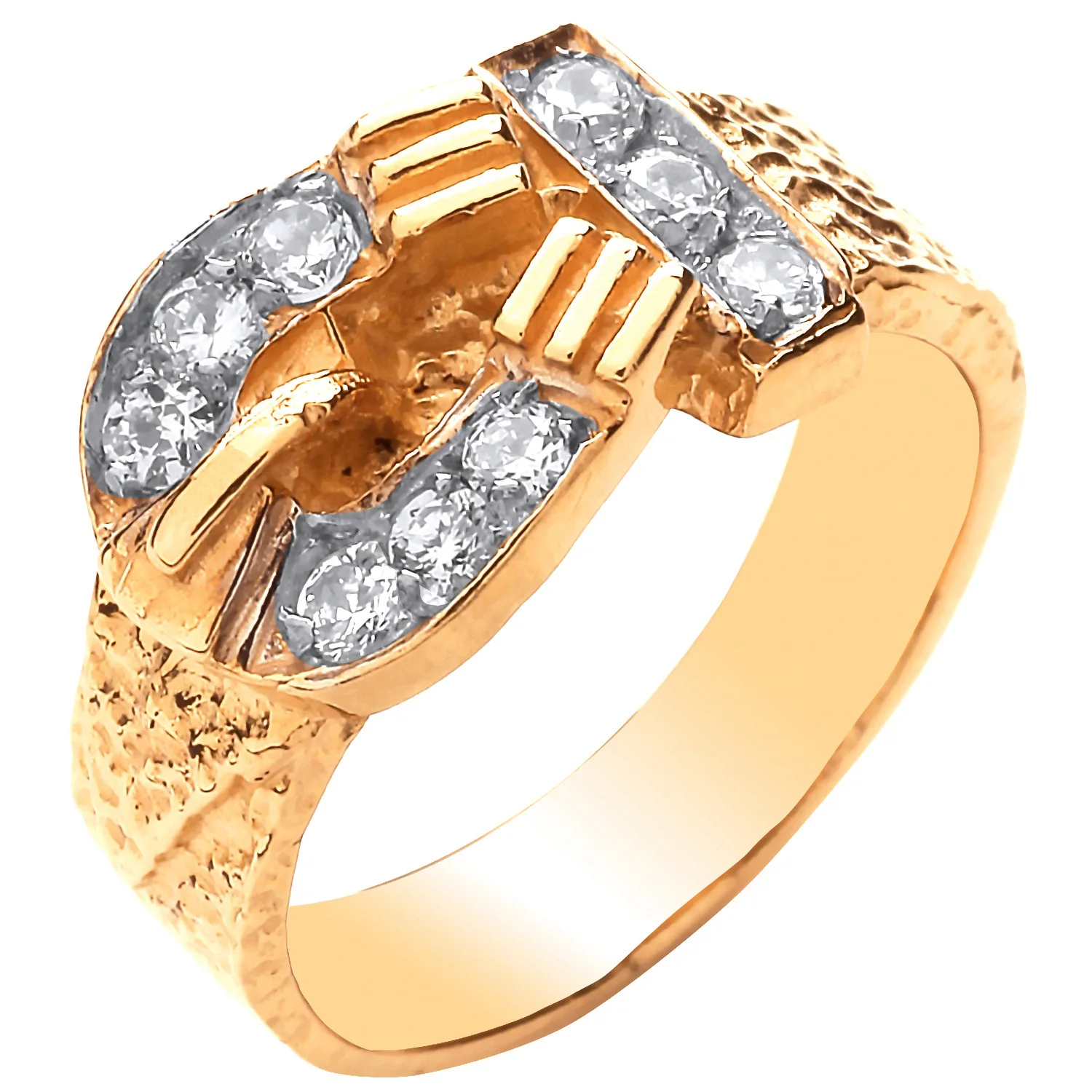 Yellow Gold Cubic Zirconia Buckle Baby Ring - 9ct Gold - Image 2