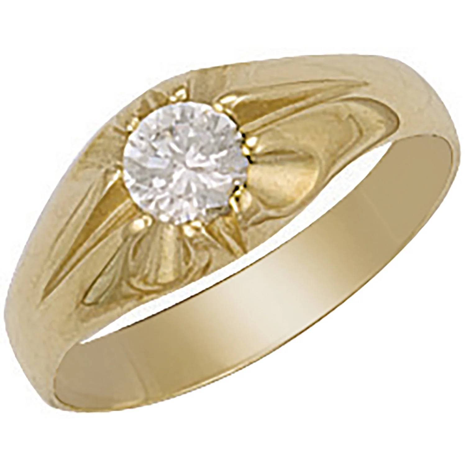 Yellow Gold Cubic Zirconia Gipsy Ring - 9ct Gold - Image 2