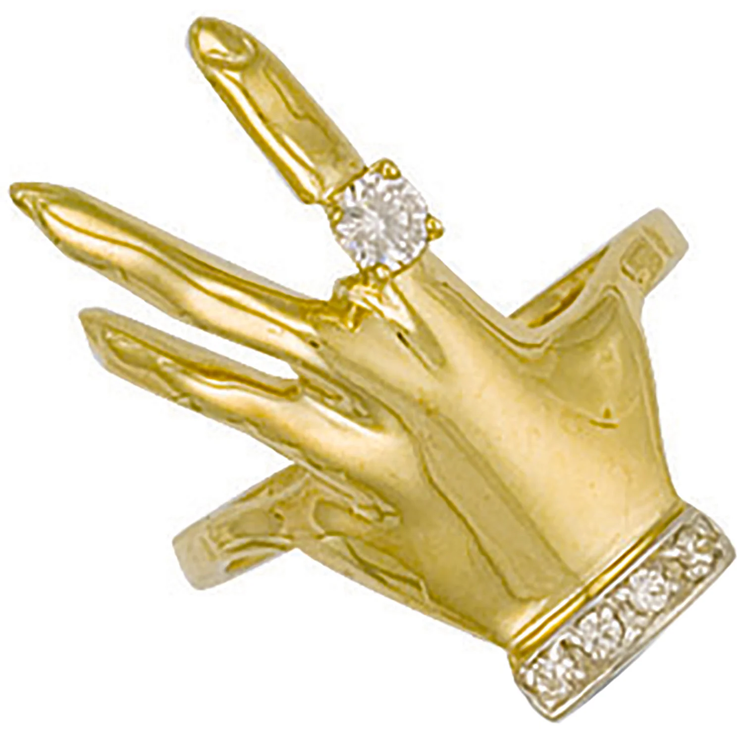 Yellow Gold Cubic Zirconia Hand Ring - 9ct Gold - Image 2