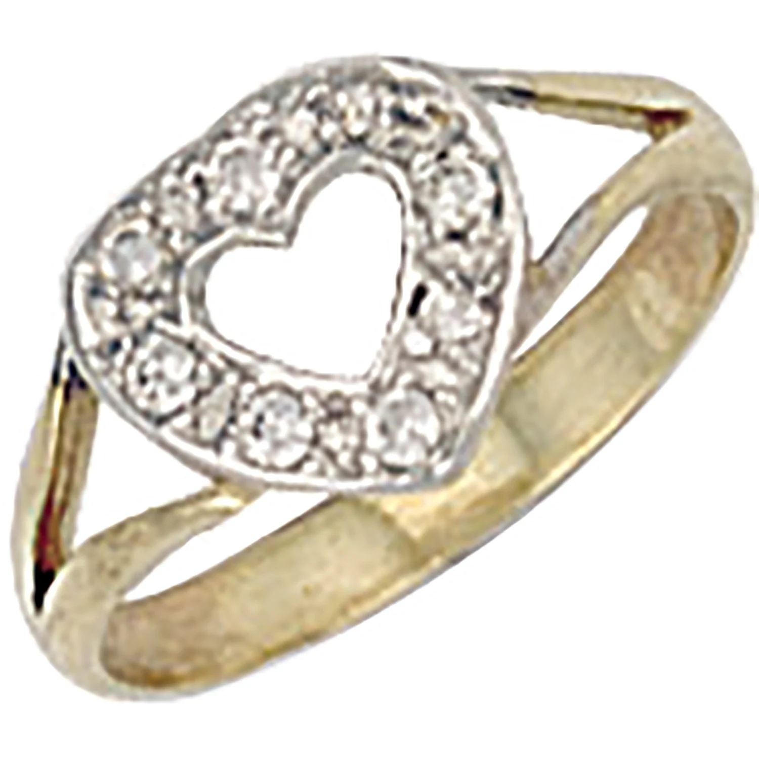 Yellow Gold Cubic Zirconia Heart Baby Ring - 9ct Gold - Image 2