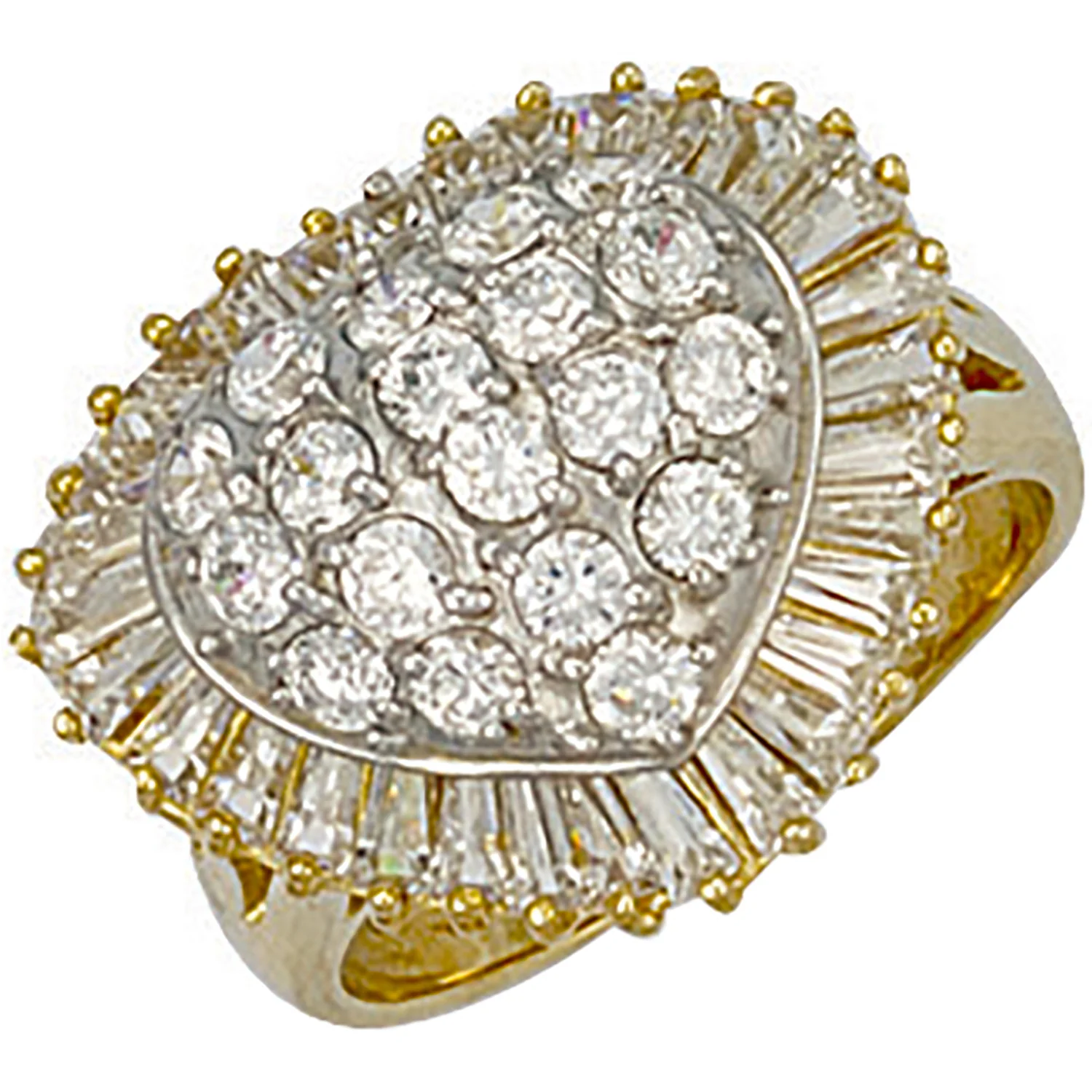 Yellow Gold Cubic Zirconia Heart Cluster Ring - 9ct Gold - Image 2