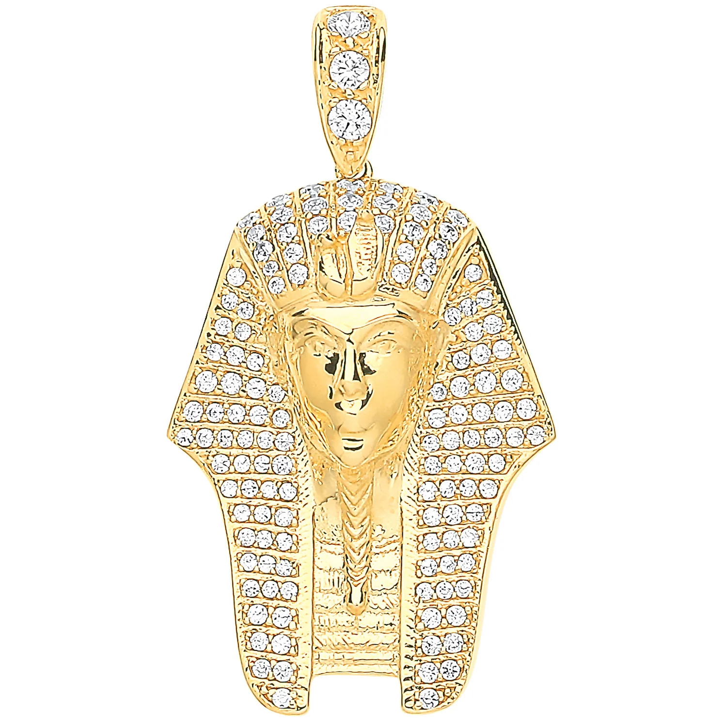 Yellow Gold Cubic Zirconia King Tutankhamun Pendant - 9ct Gold - Image 2
