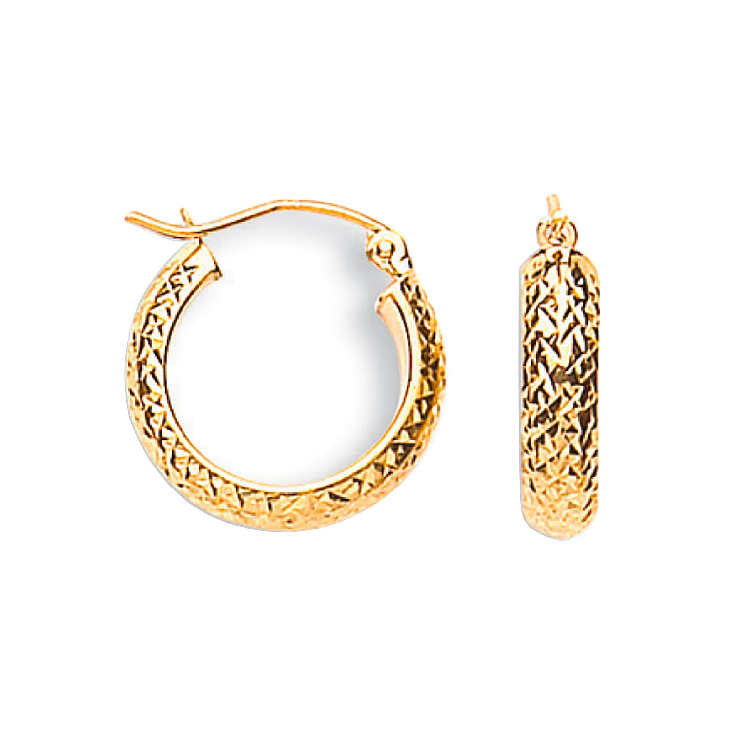 Yellow Gold D/C 17mm Hoop Earrings - 9ct Gold - Image 2