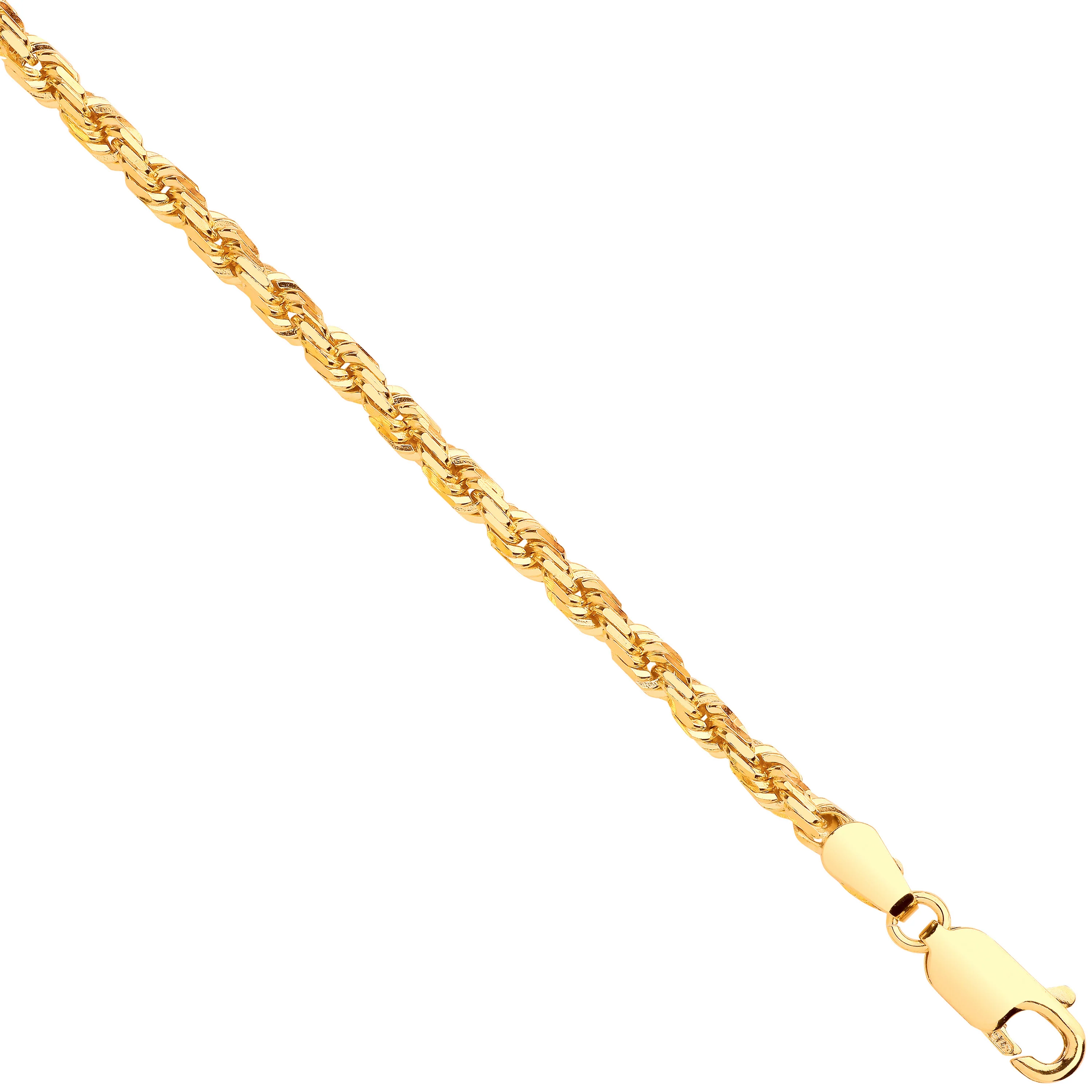 Yellow Gold D/C 3.0mm Solid Rope Chain - 9ct Gold - Image 2