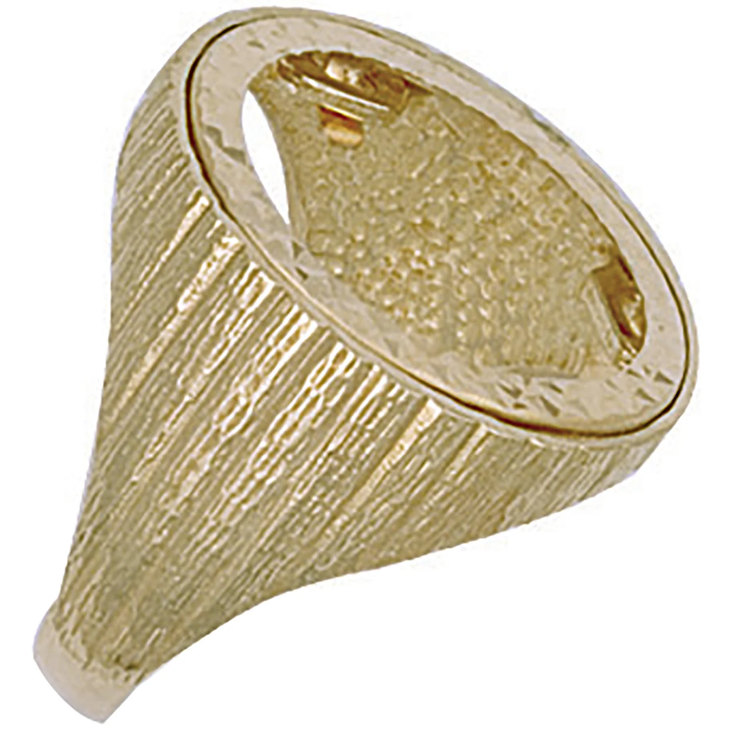 Yellow Gold (Full) Barked Sides Sovereign Ring - 9ct Gold - Image 2
