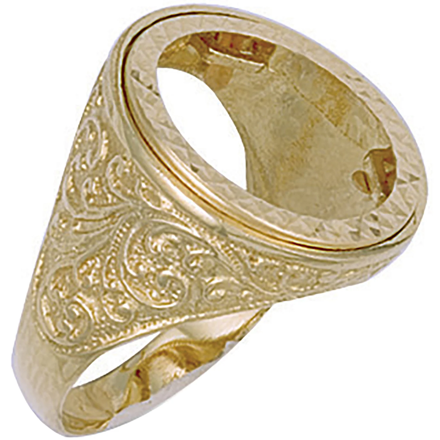 Yellow Gold (Full) Engraved Sides Sovereign Ring - 9ct Gold - Image 2