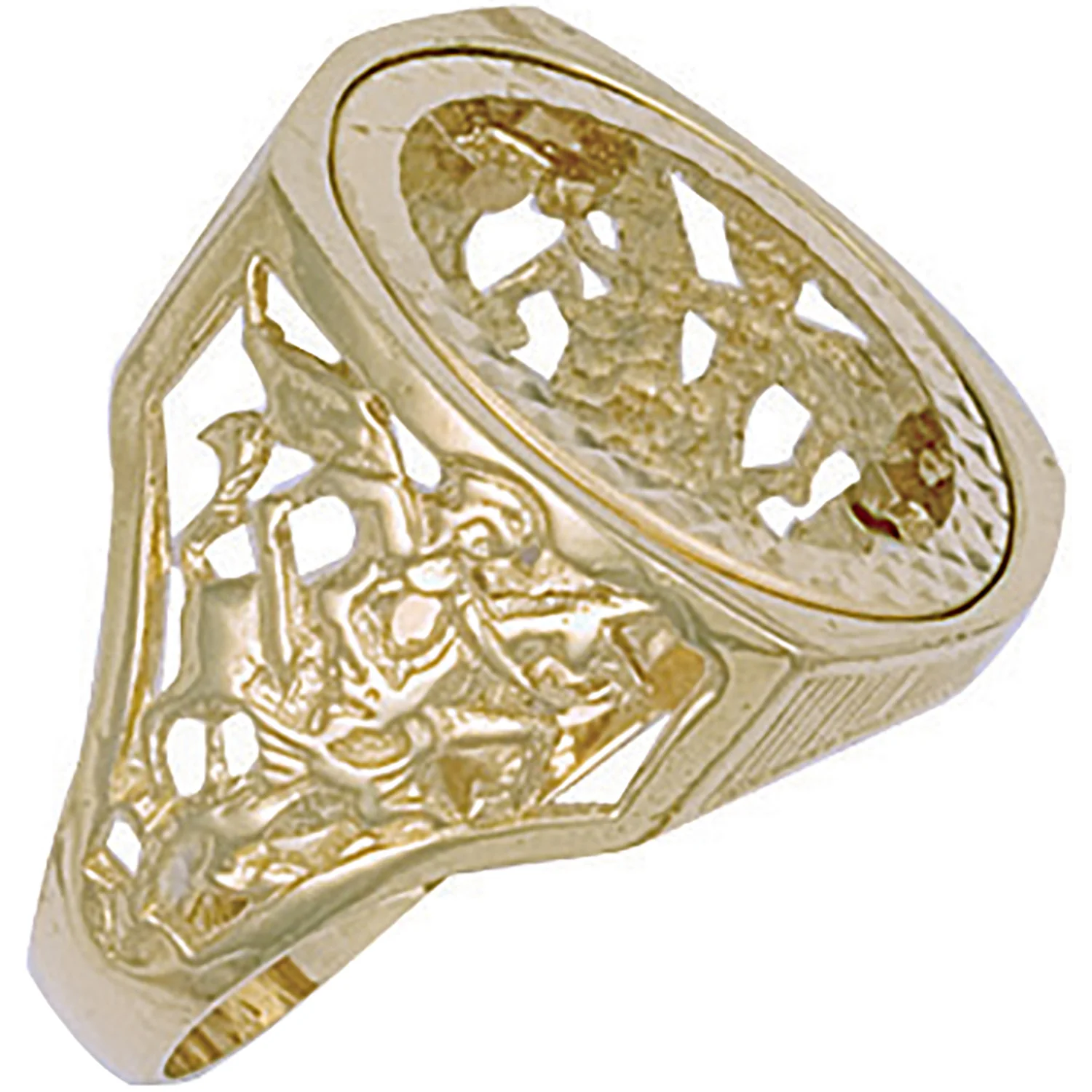 Yellow Gold (Full) Square Top George & Dragon Sovereign Ring - 9ct Gold - Image 2