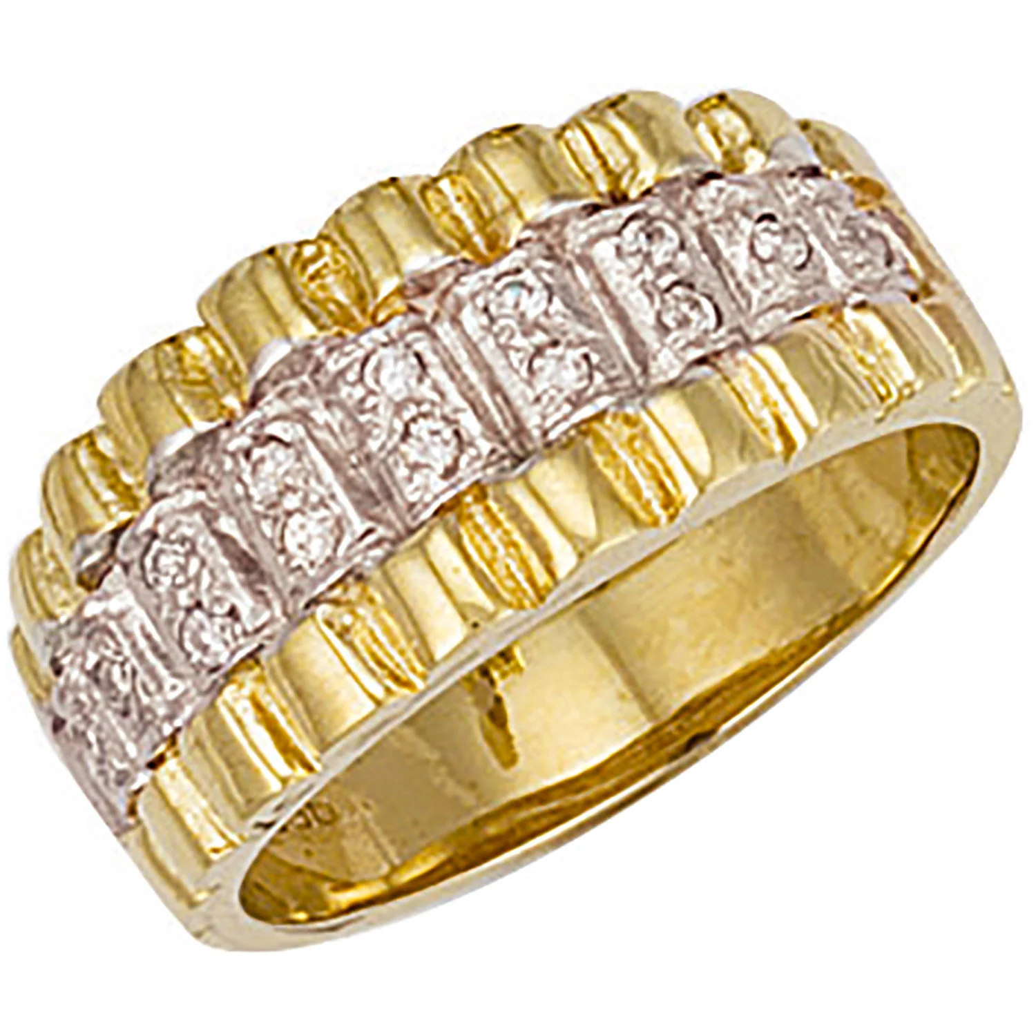 Yellow Gold Gents Cubic Zirconia Ring - 9ct Gold - Image 2