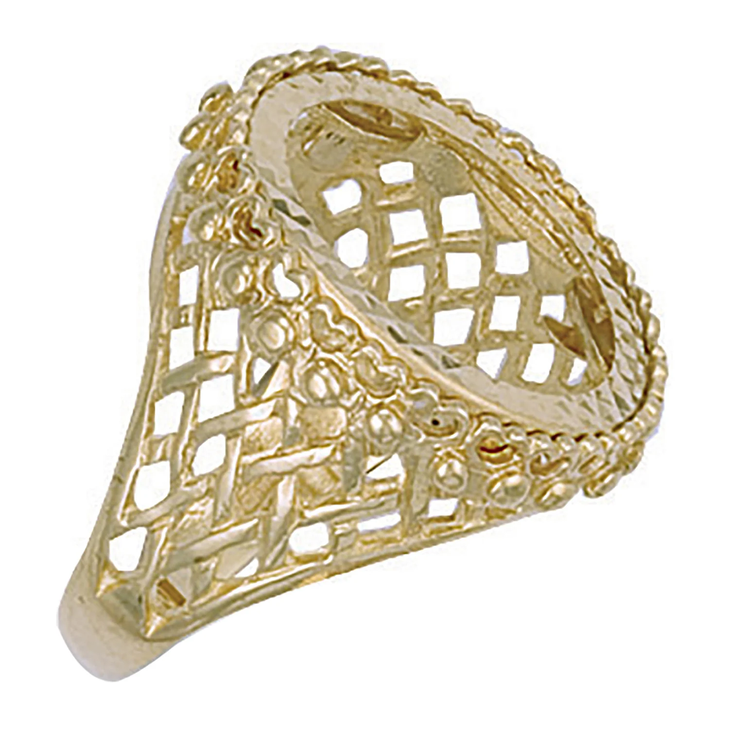 Yellow Gold (Half) Basket Side Sovereign Ring - 9ct Gold - Image 2
