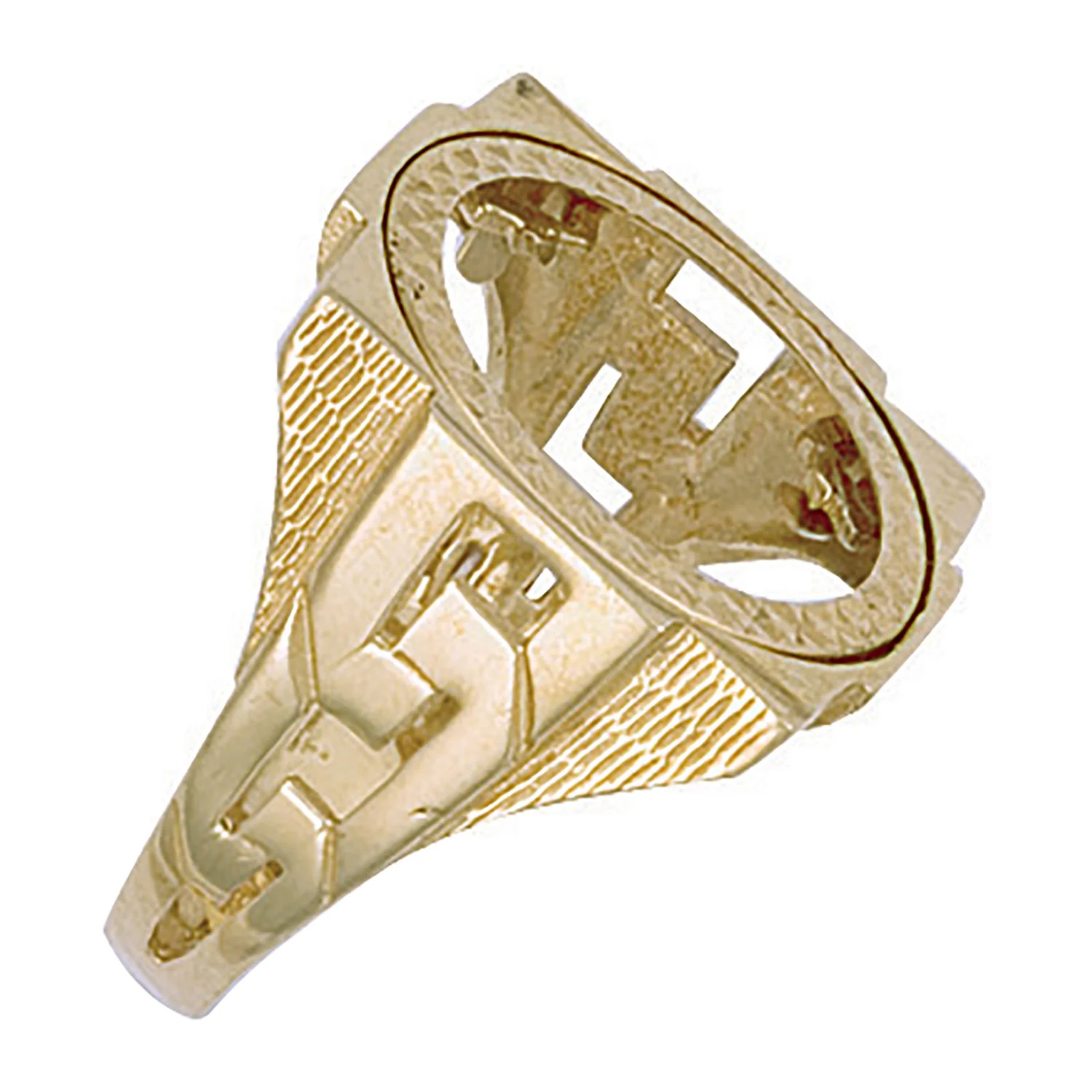 Yellow Gold (Half) Square Top ID Sides Sovereign Ring - 9ct Gold - Image 2