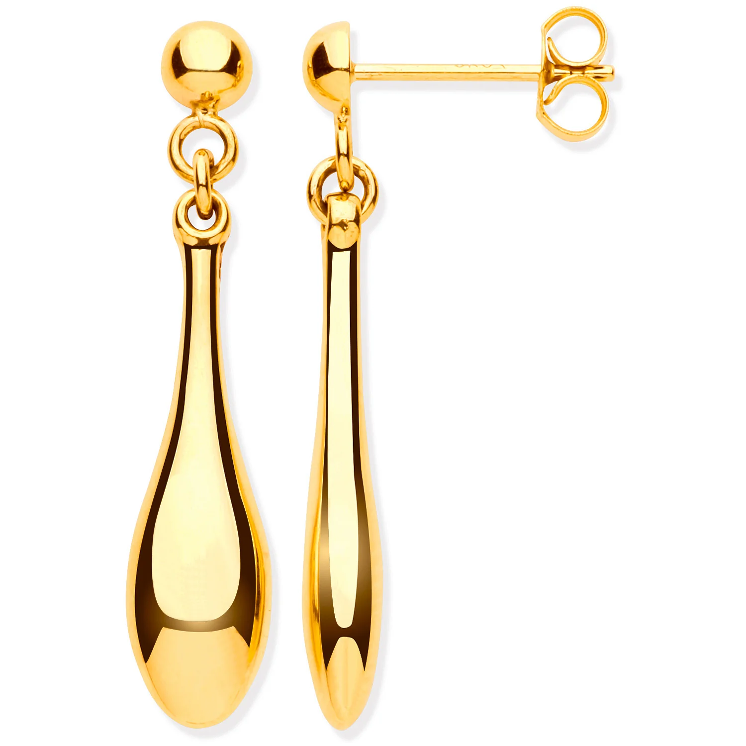 Yellow Gold Hollow Drop Earrings - 9ct Gold - Image 2