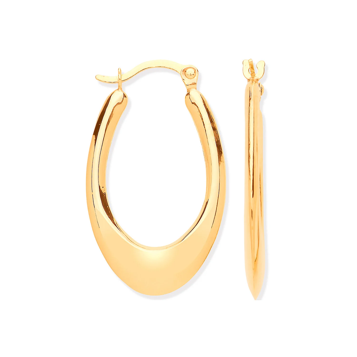 Yellow Gold Hollow Plain Tube Earrings - 9ct Gold - Image 2