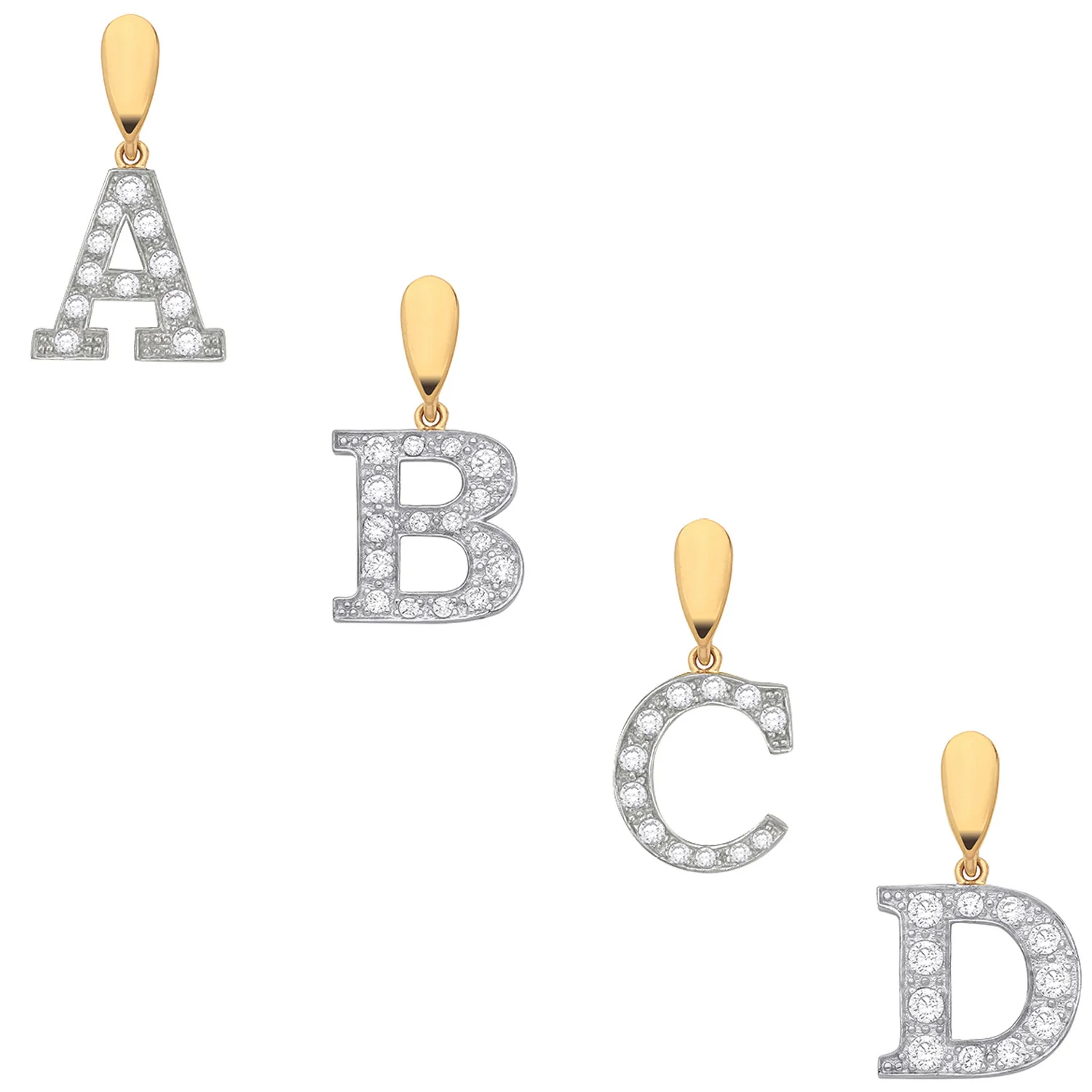 Yellow Gold Large Cubic Zirconia Initial Pendants - 9ct Gold - Image 2