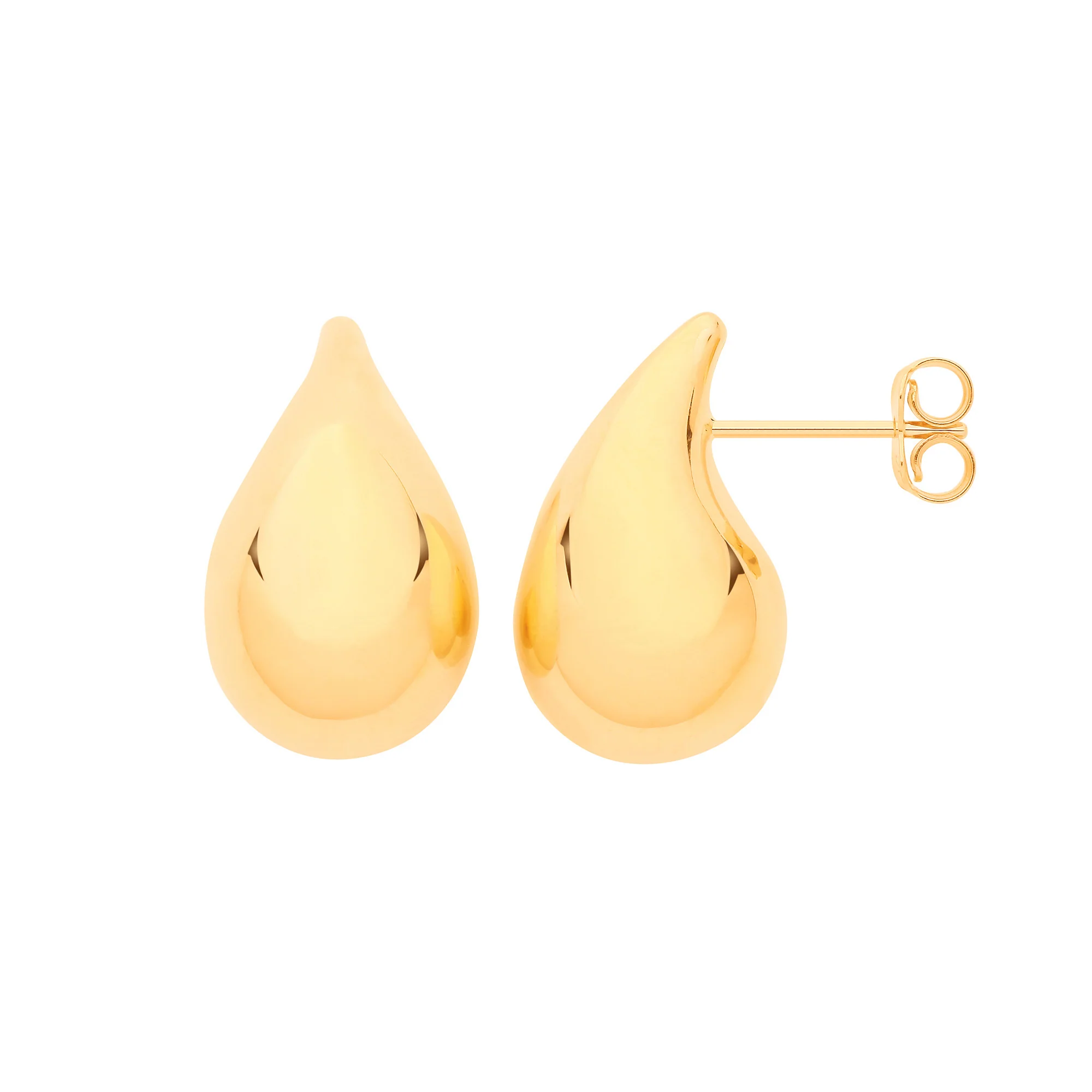 Yellow Gold Large Teardrop Studs - 9ct Gold - Image 2